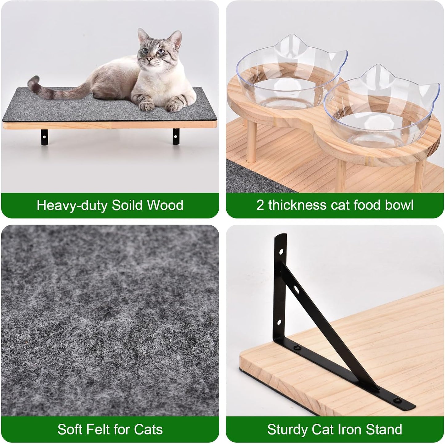 Katzenwand-Set mit Hängematte und Futterschalen