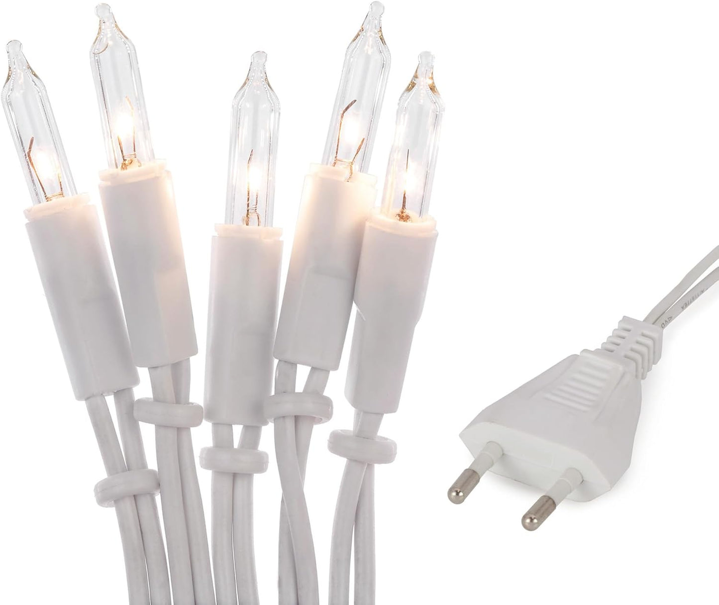 Lichterkette mit 50 klaren Mini-Lichtern, 25 x 30 x 35 cm, Weisses Kabel - Transparente Lampe