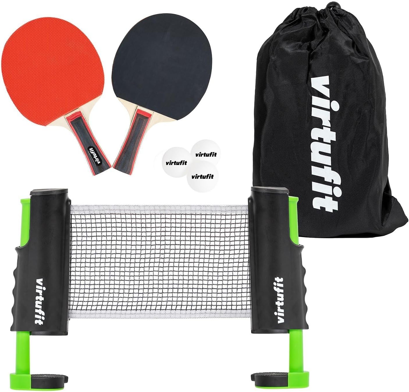 Verstellbares Tischtennis-Set mit Schlägern und Bällen