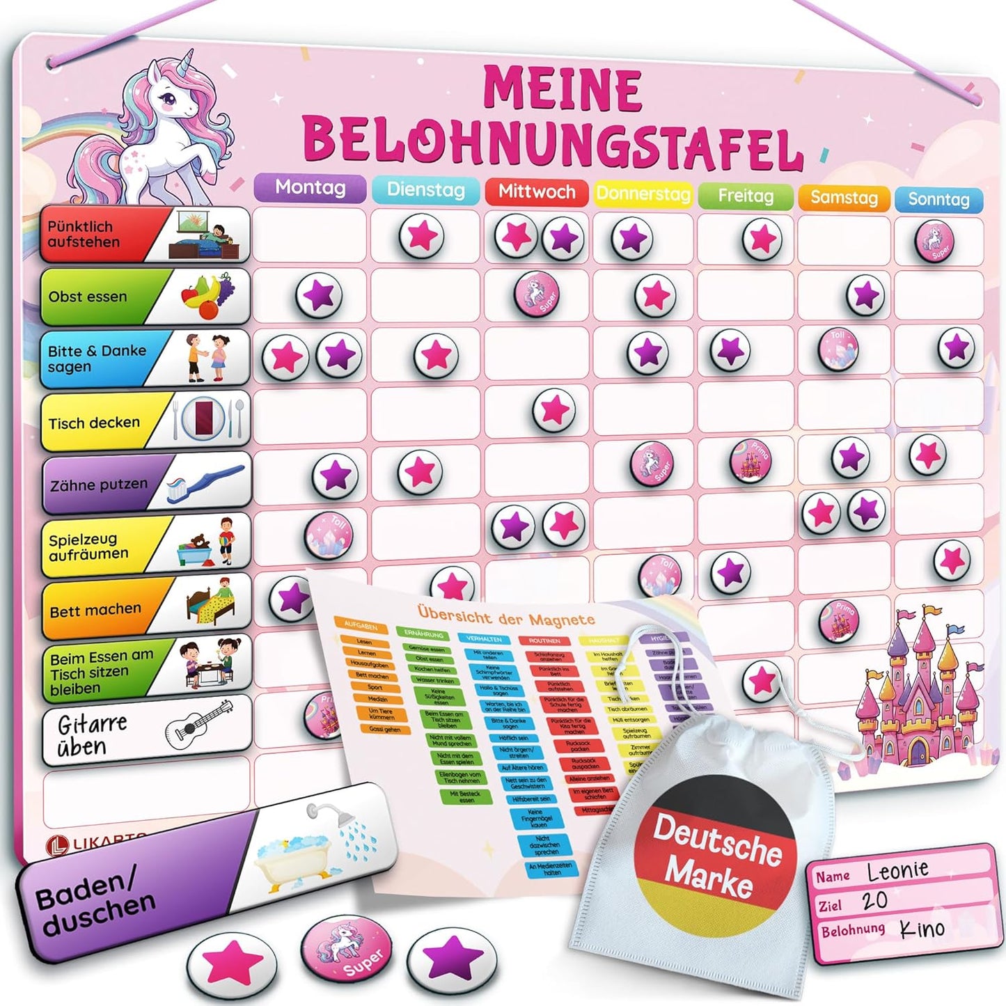 Belohnungstafel für Kinder, Pink / Belohnungstafel