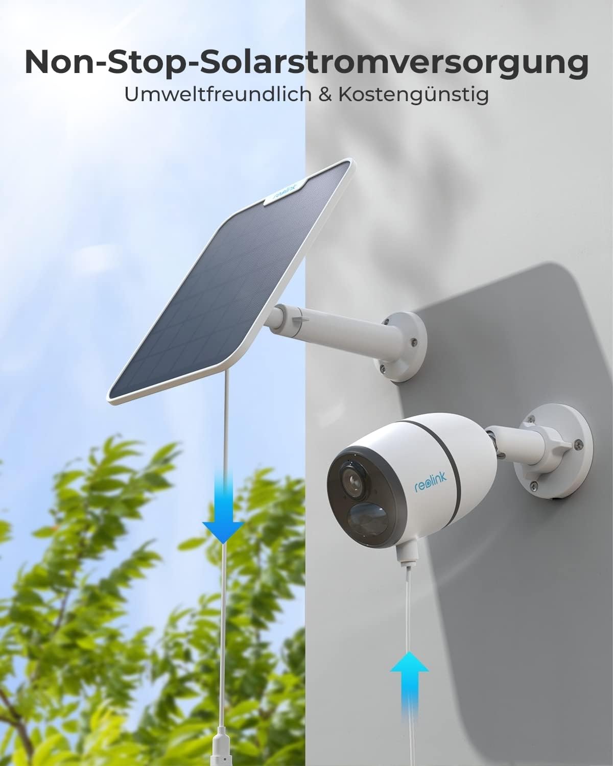 Solarpanel für Akku-Überwachungskameras, Weiss
