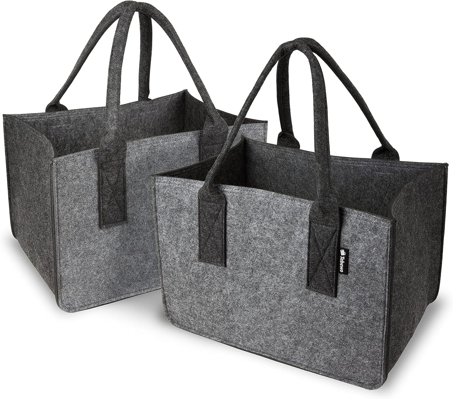 Filztaschen-Set (2 Stück, faltbar), Doppelpack Hell-/Dunkelgrau