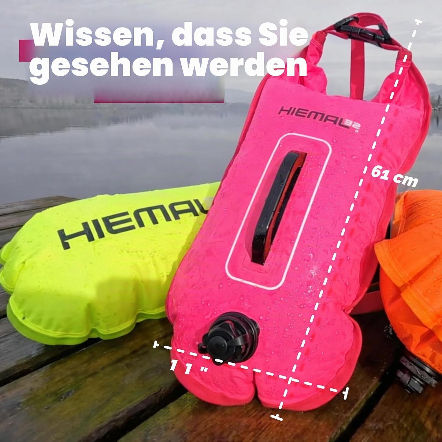 Offenwasser-Schwimmboje mit Trockensack 15 l, Pink