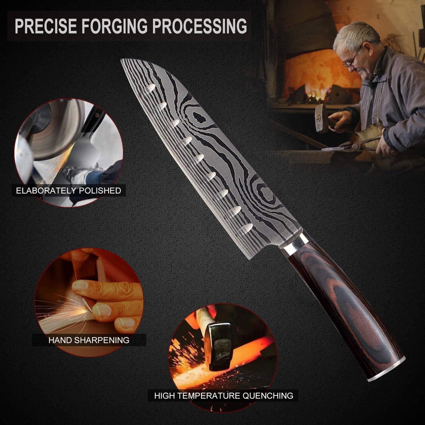 Santokumesser AU D2, 7" D2 Santoku Messer