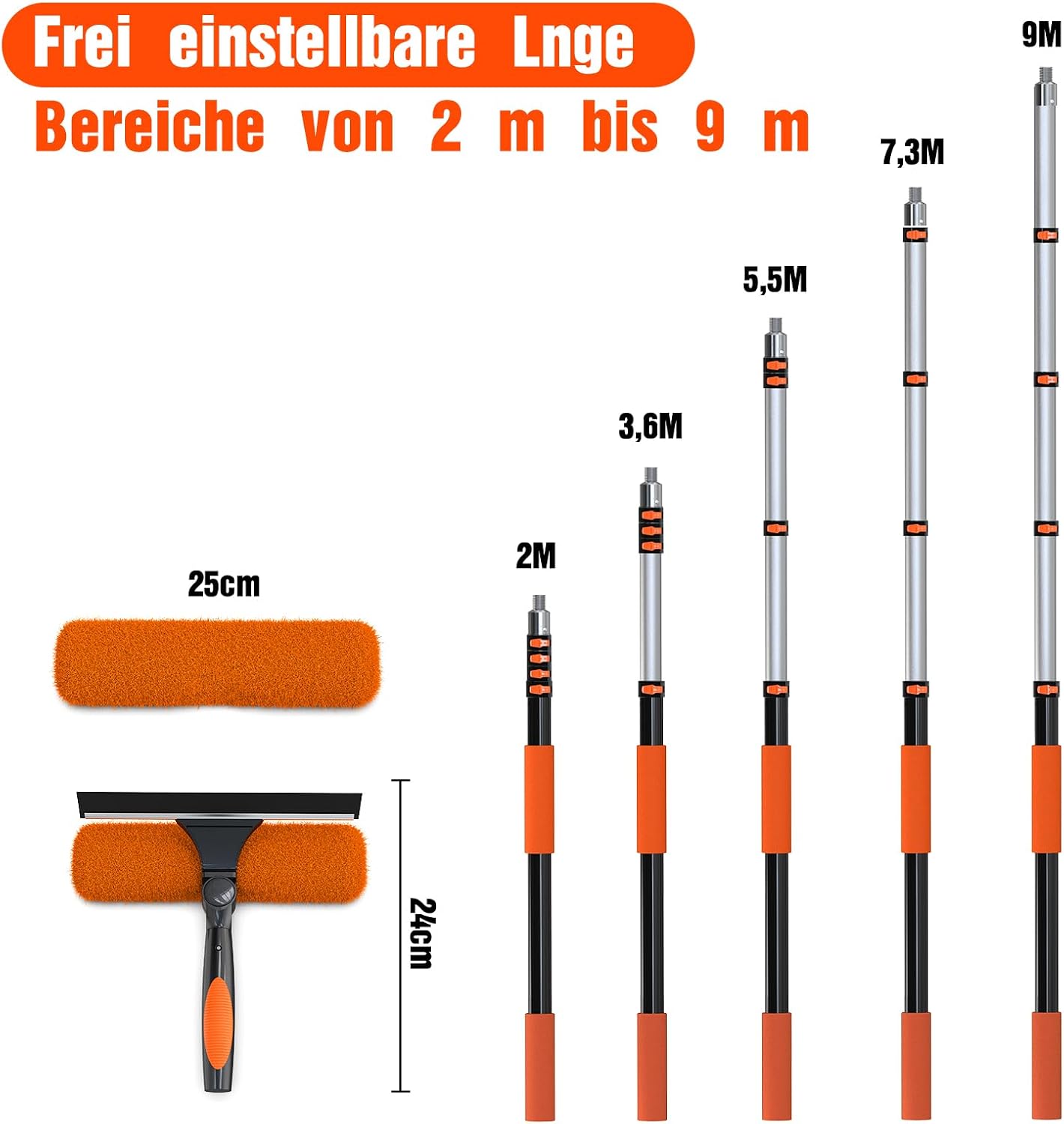 Teleskop-Fensterabzieher, 9 m