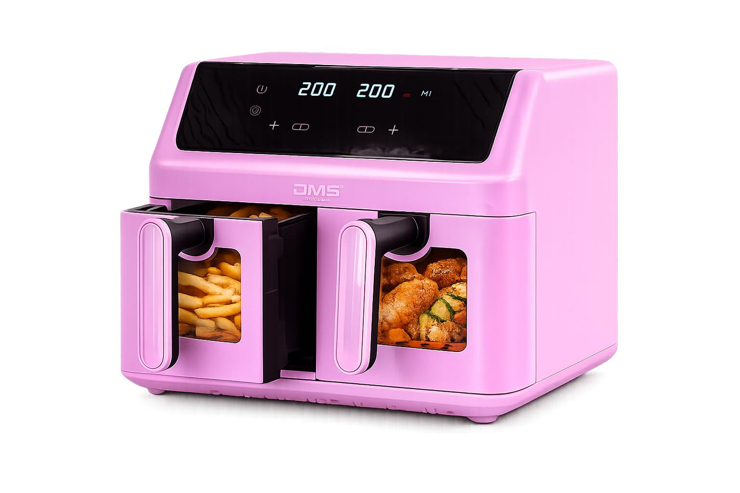 HF-9 Doppelkammer Heissluftfritteuse 9L, Digital Air Fryer, Rosa
