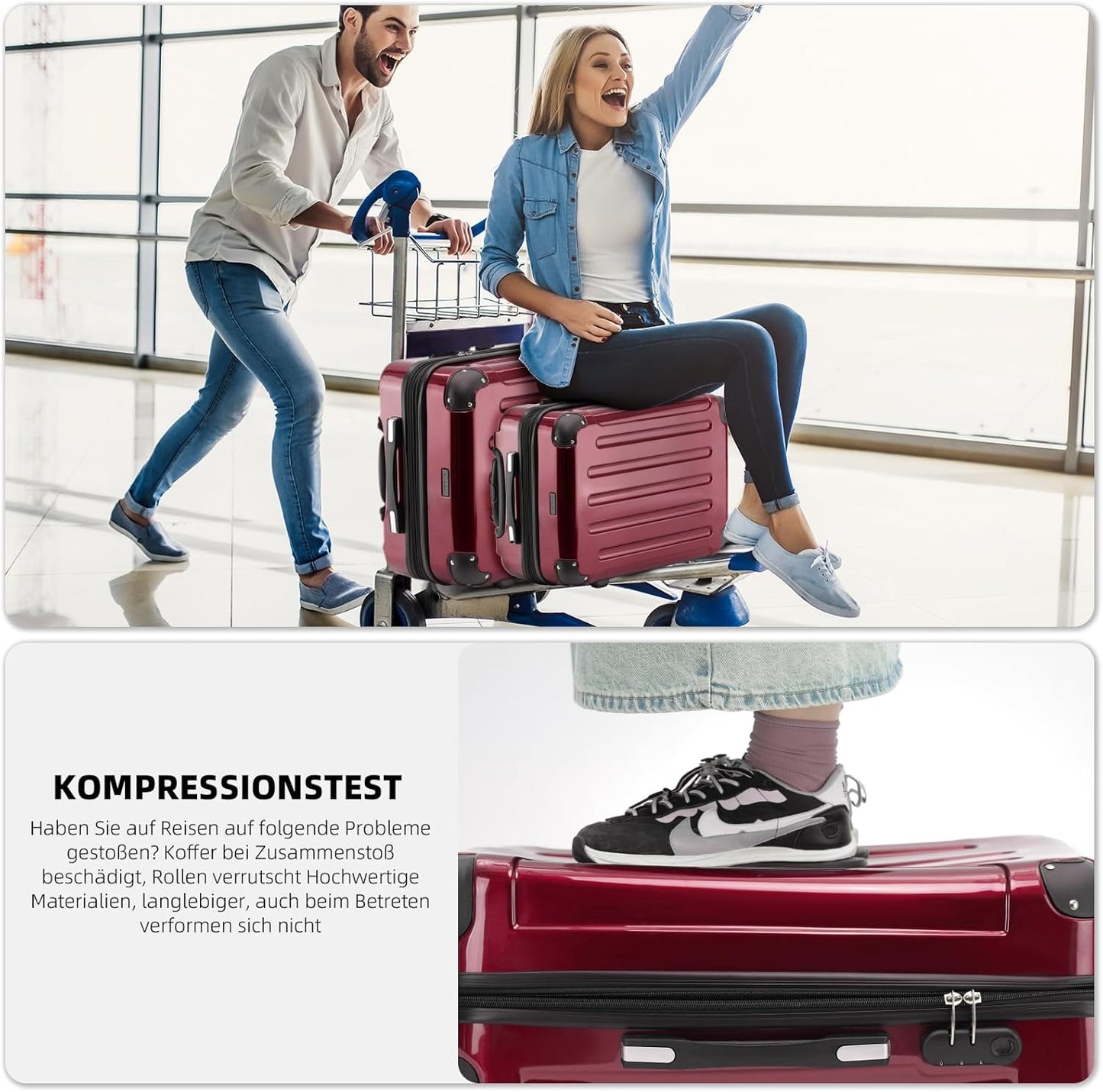 Hartschalen-Handgepäckkoffer, Rot / Handgepäck 55cm-40L