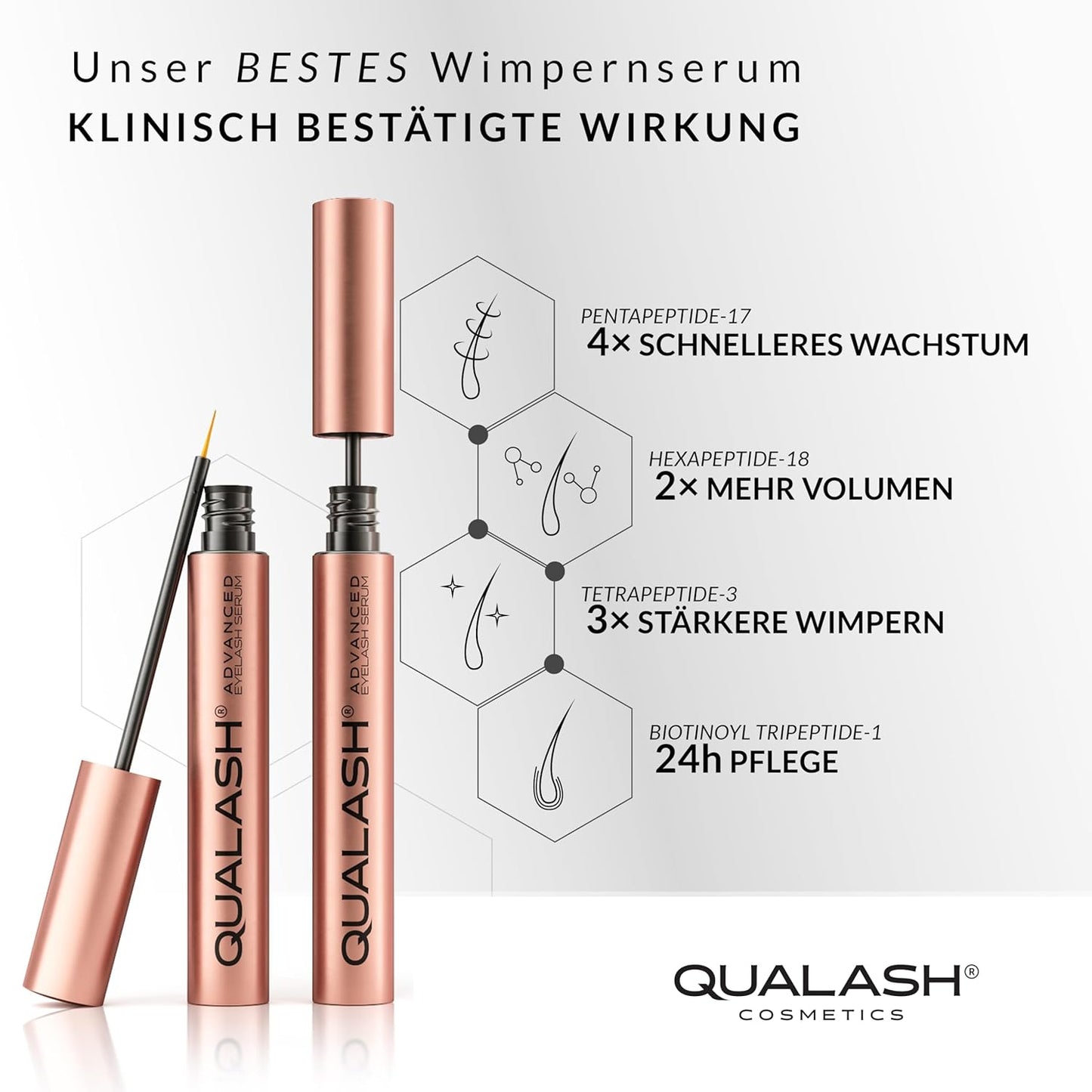 Wimpernserum für schnelles Wimpernwachstum, Wimpernserum mit QUA-X Peptide Complex