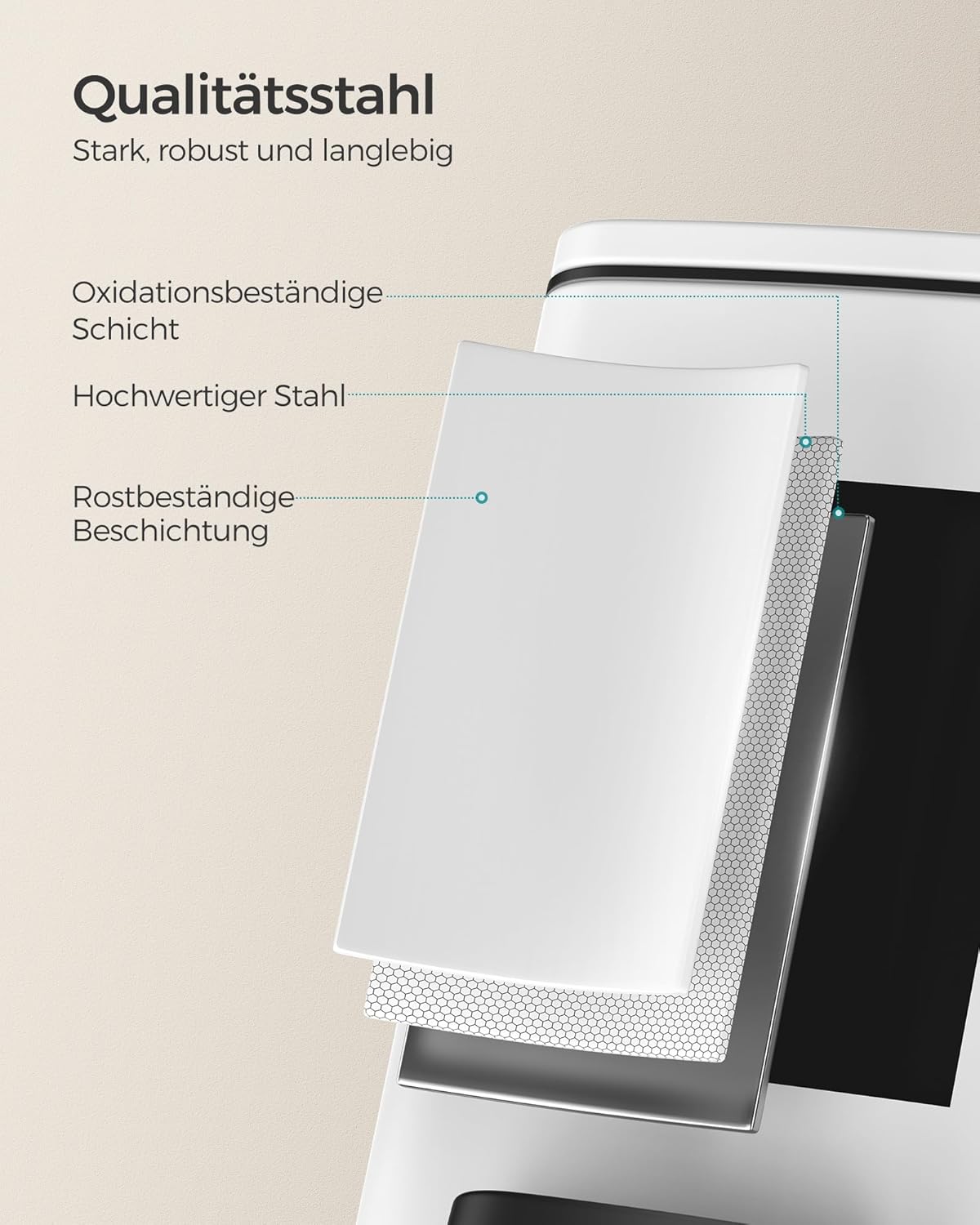Kosmetikeimer mit Softclose und Pedal, Weiss 6 L