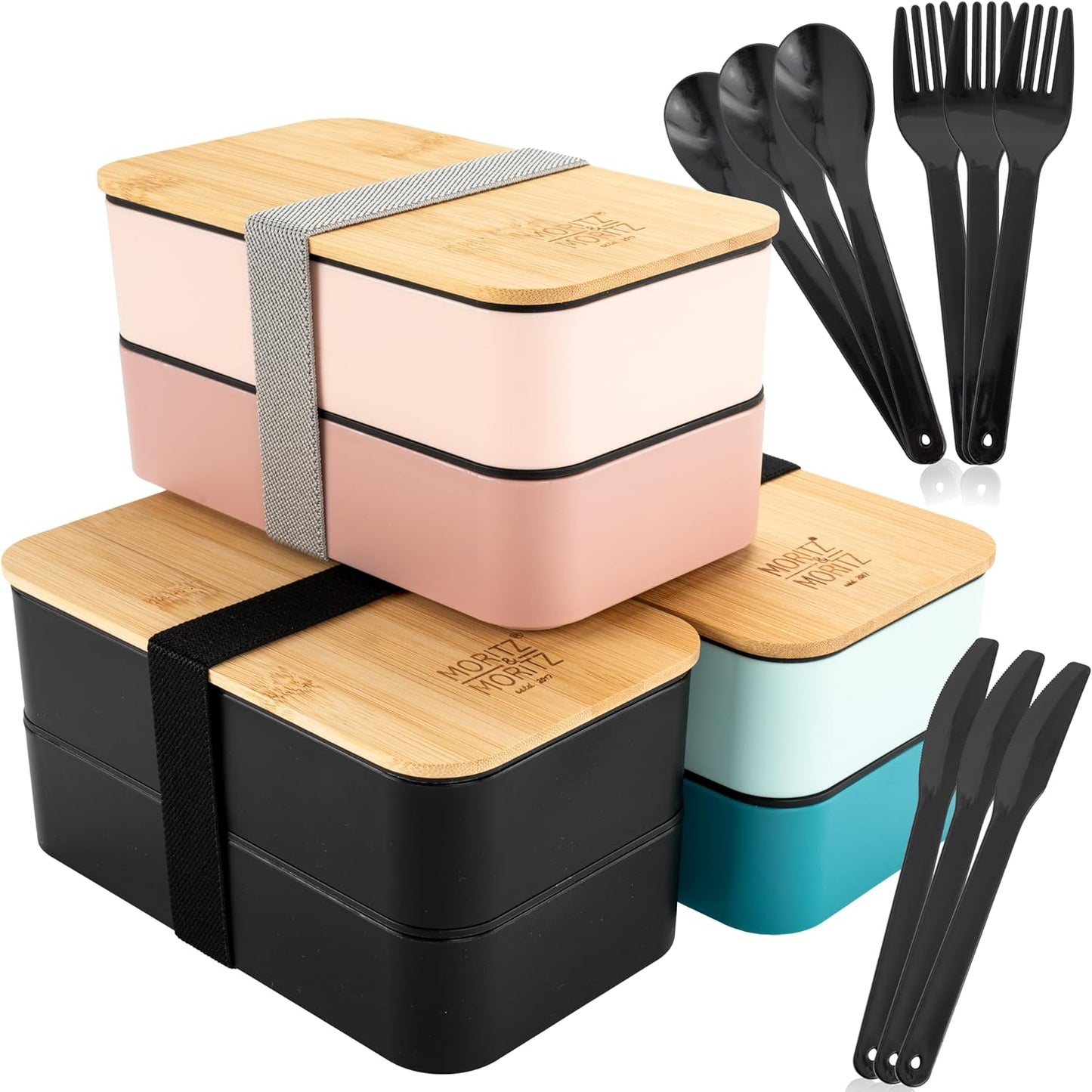 3er-Set Bento Box - Japanische Lunchbox, 3er Pack|Mix