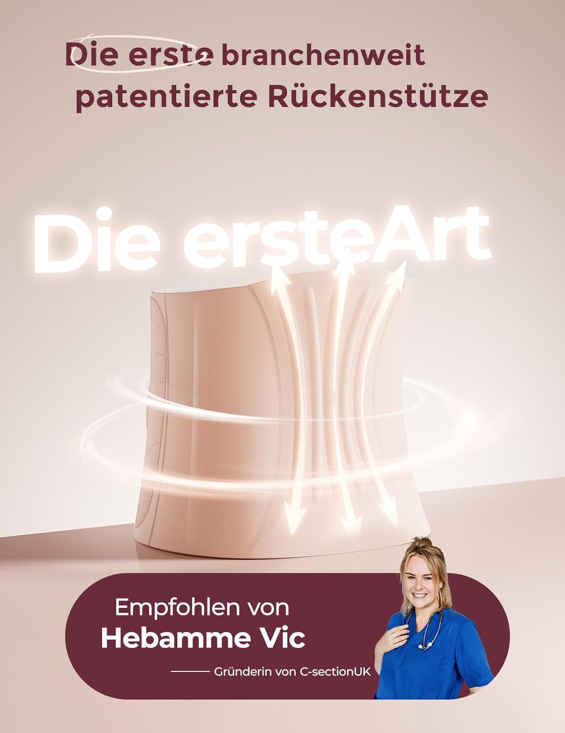 Postpartum Bauchband mit 3D-Kompression & Rückenstütze, XL Lang-Hautrosa