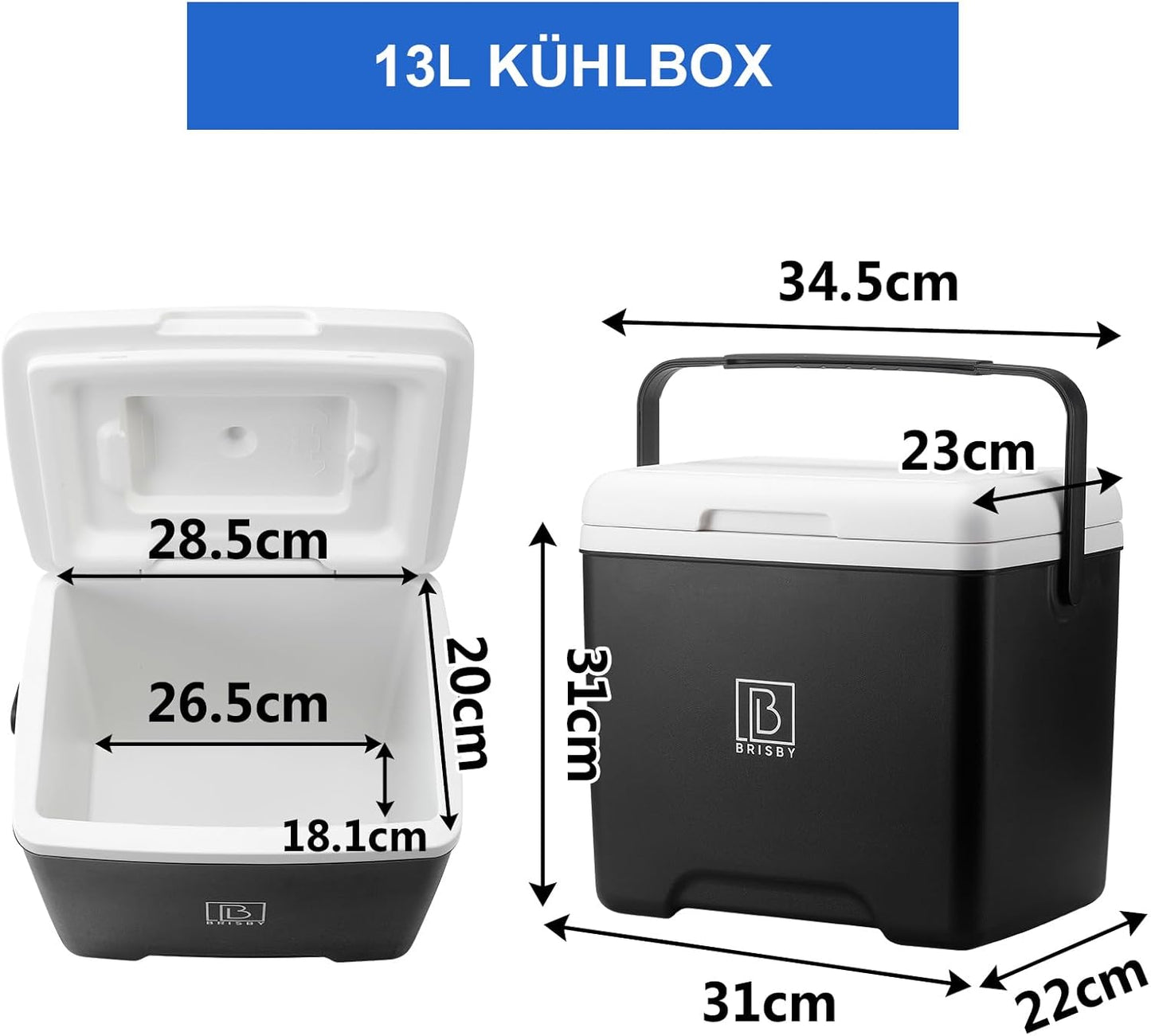 Kühlbox inkl. 2 Kühlelementen, 13 Liter Schwarz