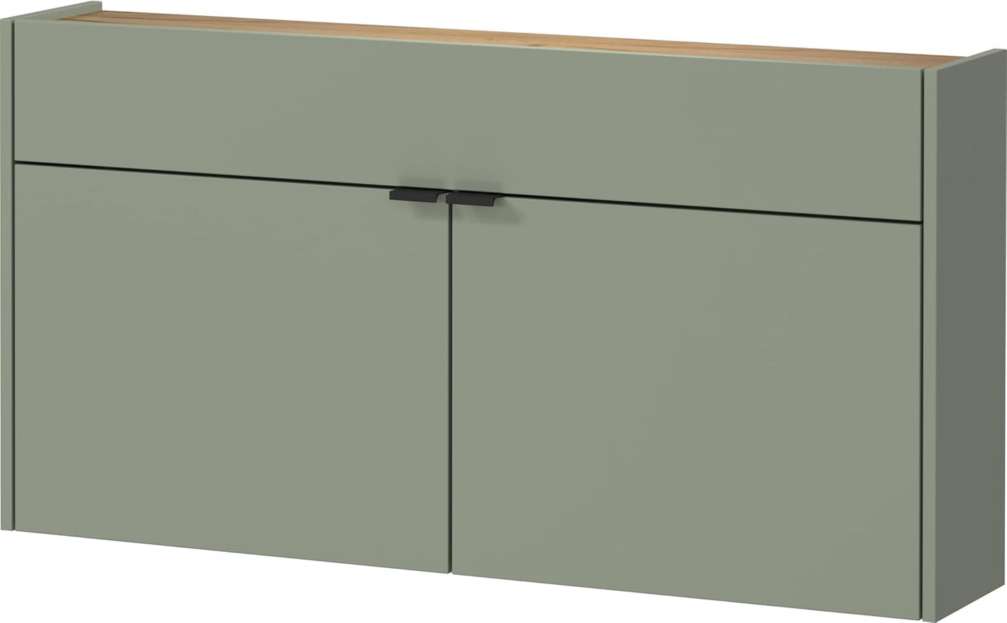 Hängender Schuhschrank Ameca, Schuhschrank Breit Taupegrün/Eiche