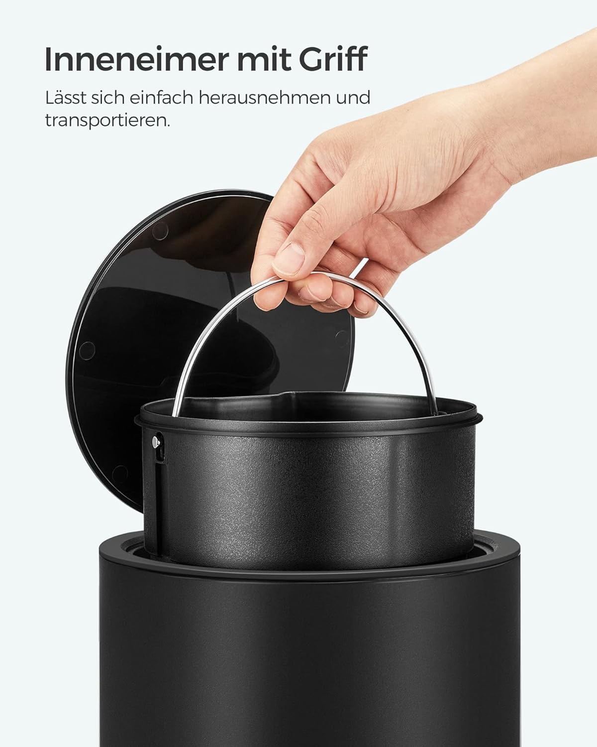 Kosmetikeimer mit Softclose-Deckel, 3 L Tintenschwarz