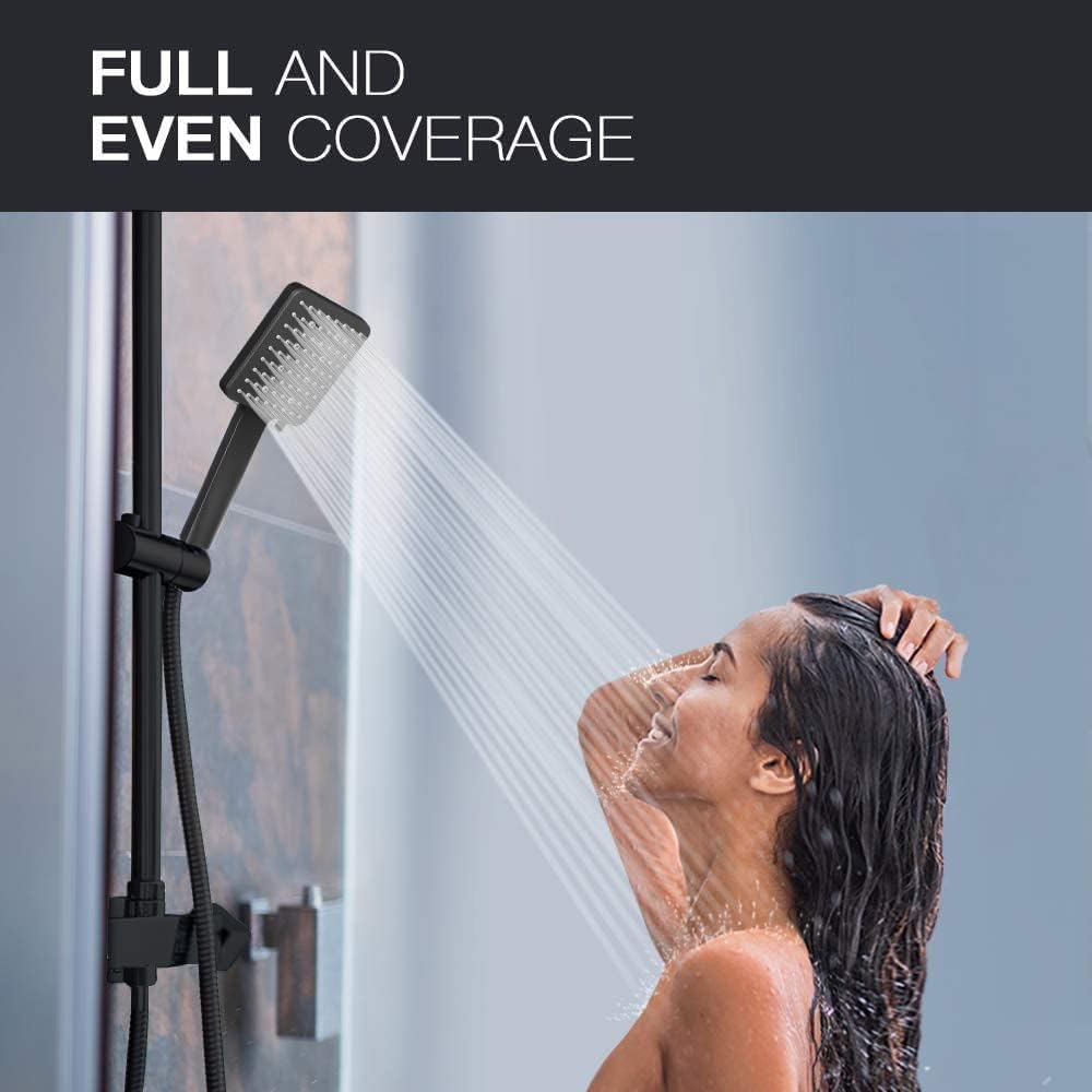 Regendusche mit 6 Strahlarten, Duschkopf Schwarz