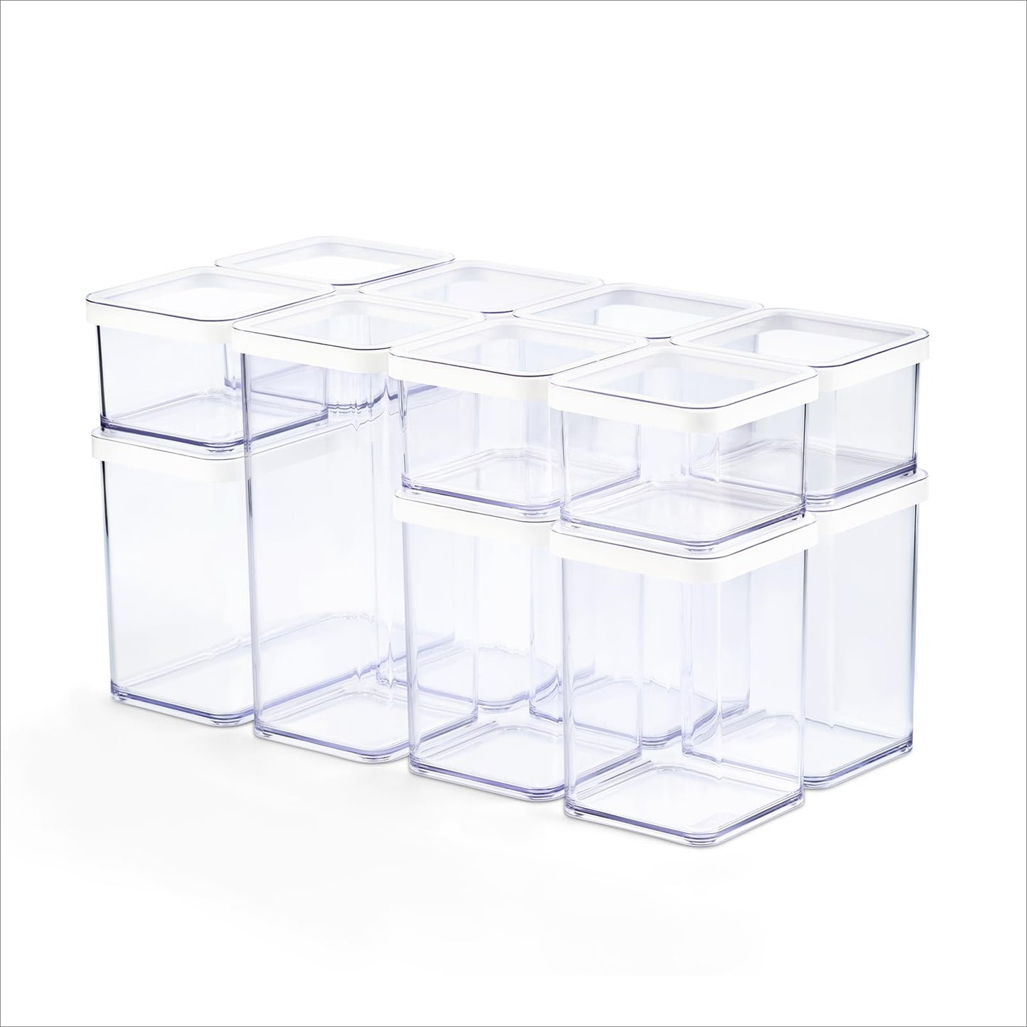 12-teiliges Vorratsdosen-Set mit Deckel, stapelbar, spülmaschinenfest, Loft Serie, 40 x 21.5 cm Transparent/Weiss