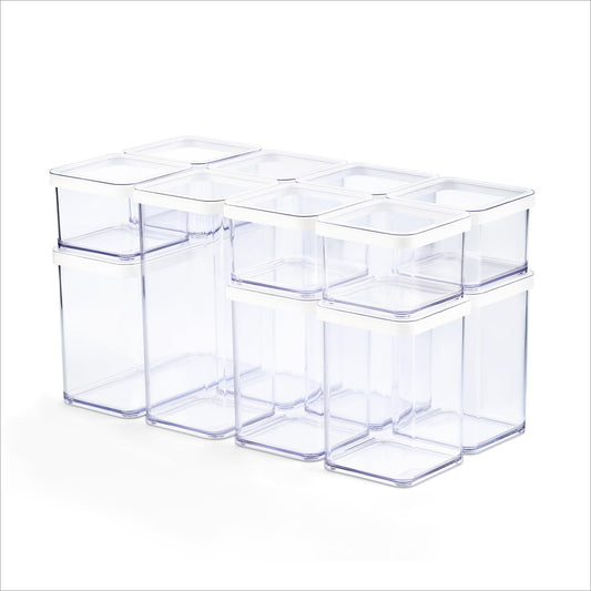12-teiliges Vorratsdosen-Set mit Deckel, stapelbar, spülmaschinenfest, Loft Serie, 40 x 21.5 cm Transparent/Weiss