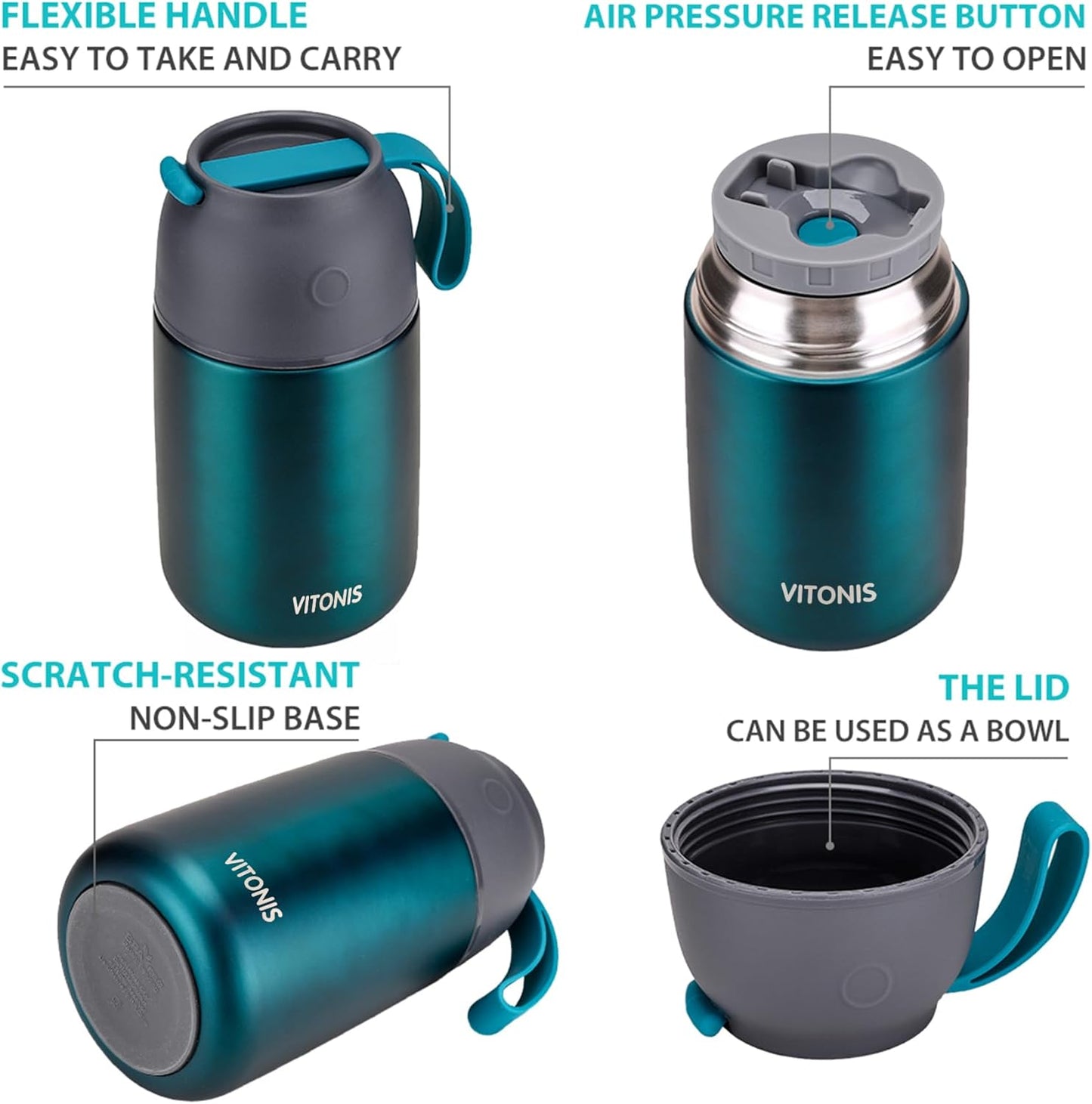 Thermobehälter für Essen mit Löffel, Grün 500 ml
