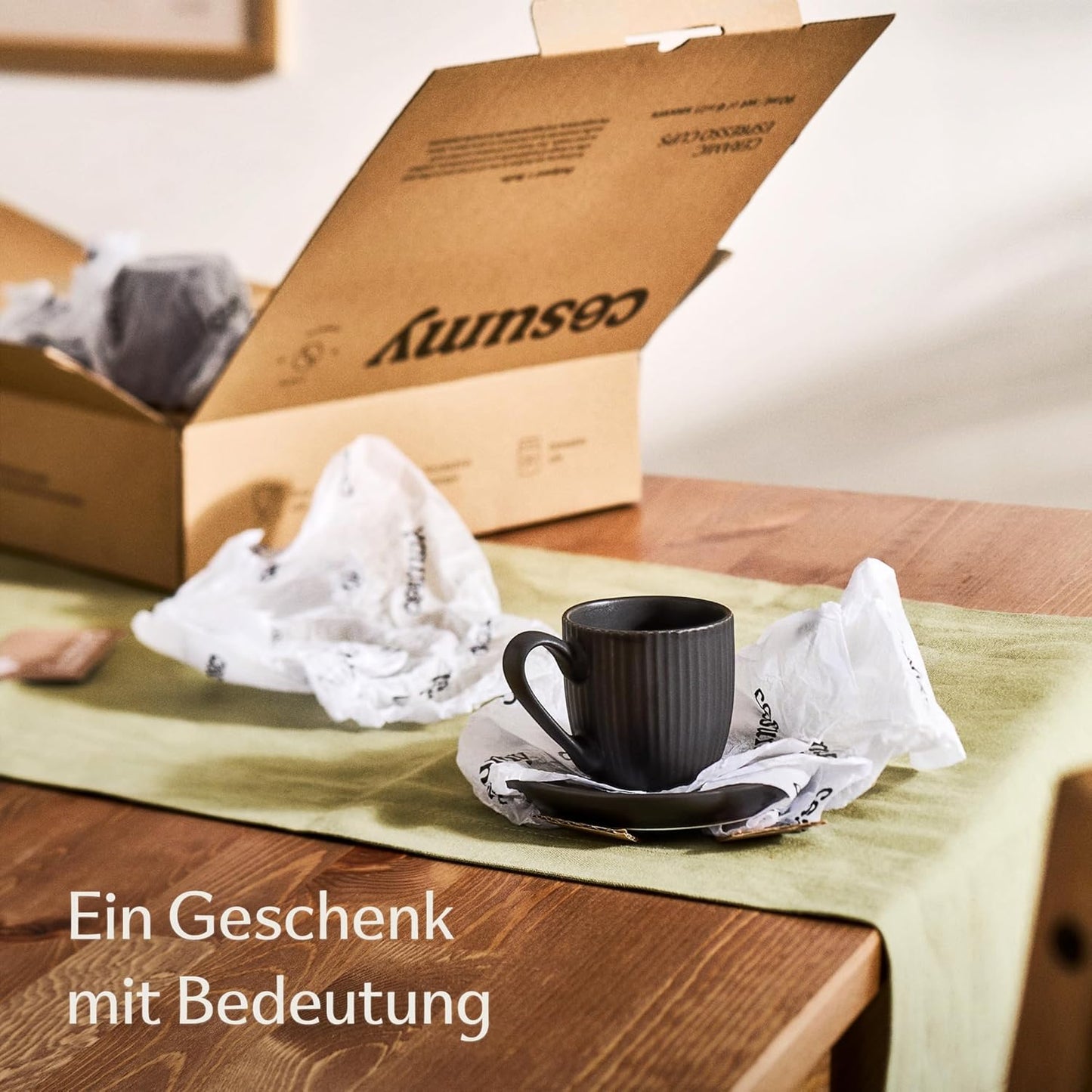 6er-Set Espressotassen mit Untertassen, Schwarz Espresso 90 ml
