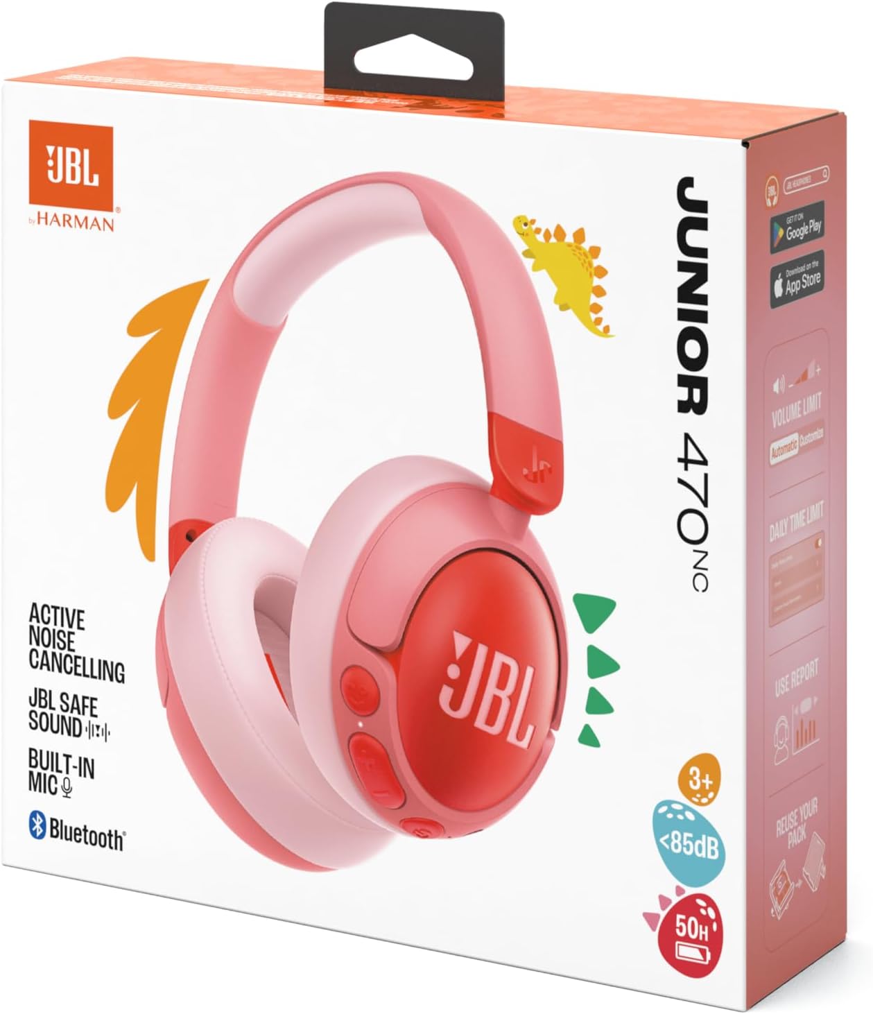 Junior 470 NC Over-Ear Bluetooth-Kopfhörer für Kinder, Rosa