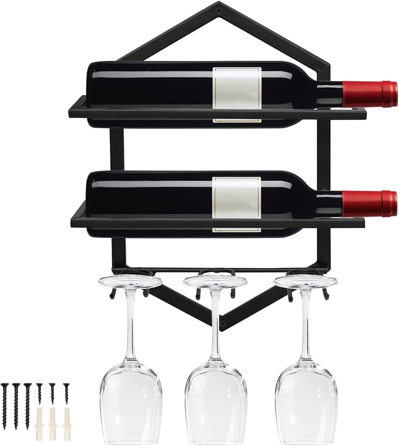 Weinhalter mit Glashalterung, Schwarz A1