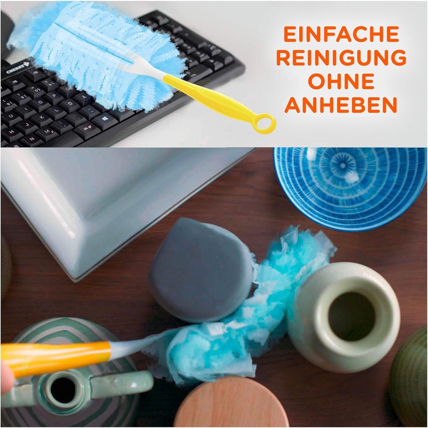 2in1 Bodenwischer-Kit, Starterset (Stab + 8xDry + Griff + 1xTuch)
