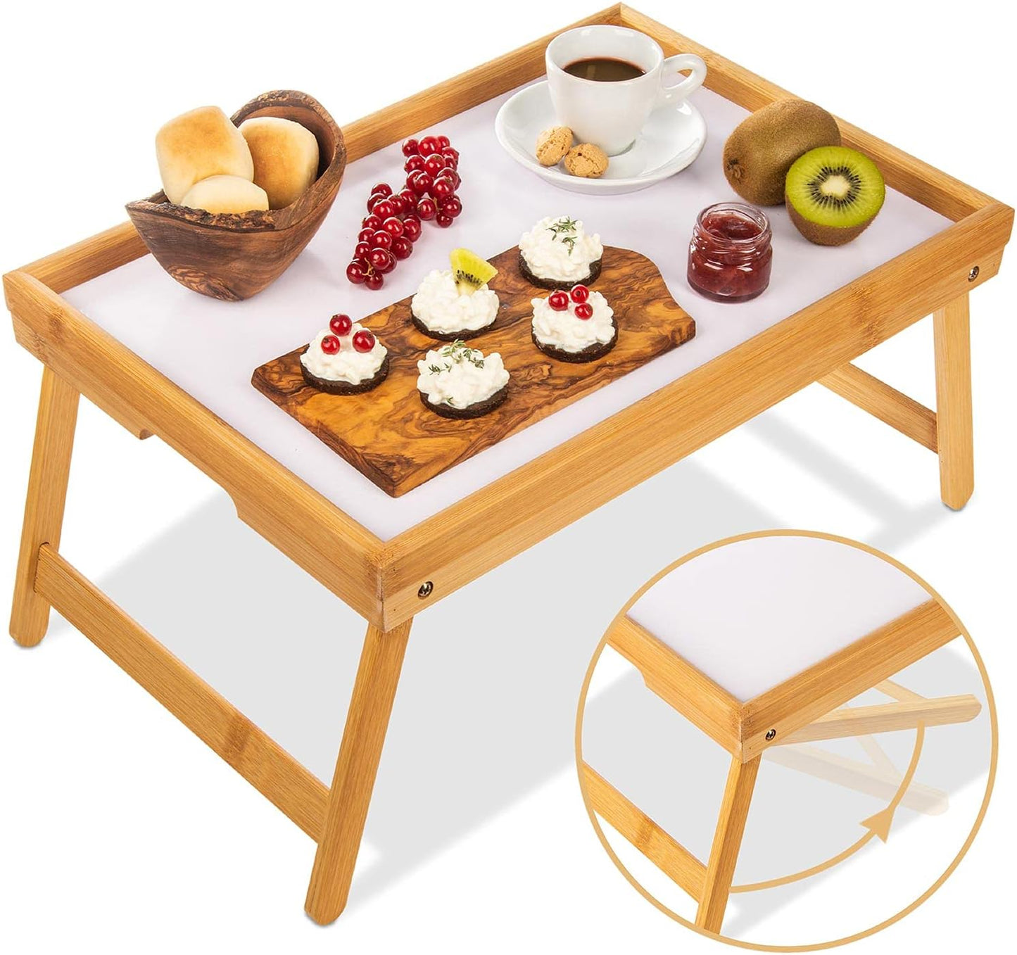 Frühstückstablett mit klappbaren Beinen, Holz