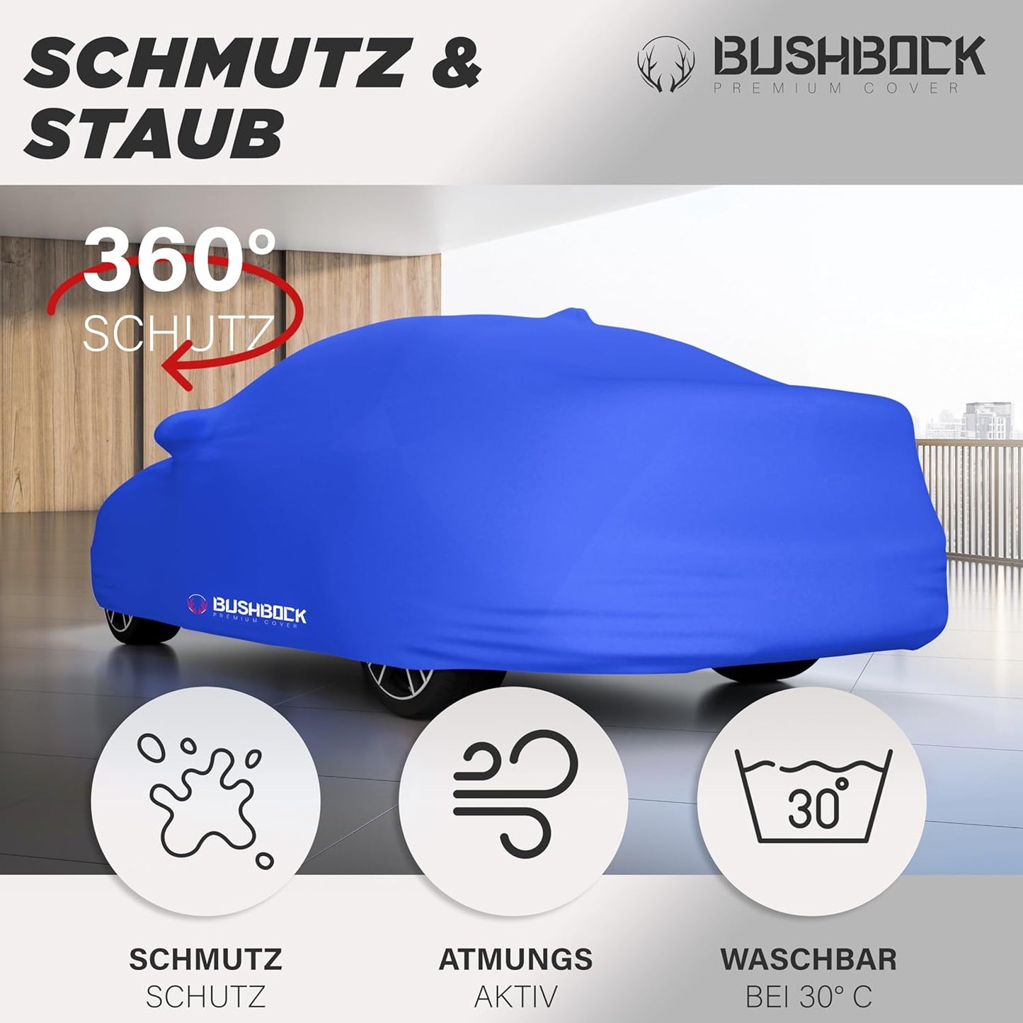 Autoabdeckung Indoor - Satin Schutzhülle (Grösse S), S Blau