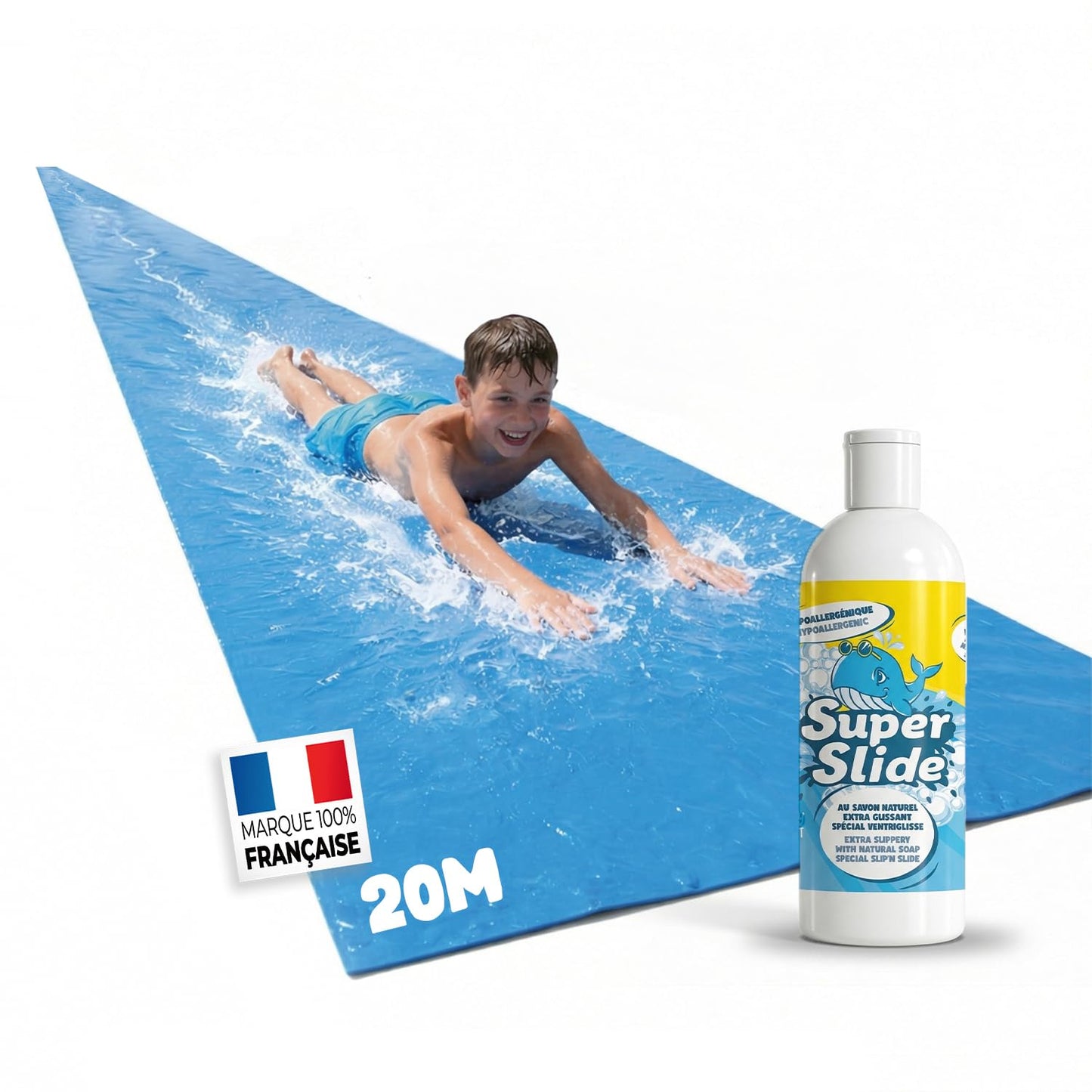 XXL Wasserrutschmatte-Set (20 m) mit Naturseife, 2 Slip'n Slide + Seife