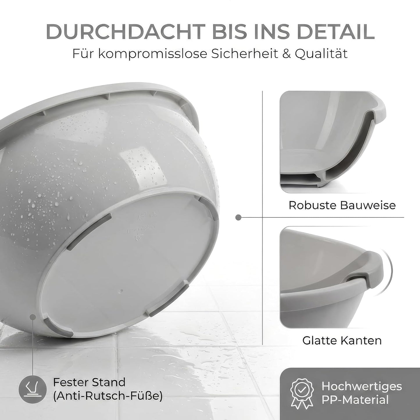Babybadewanne mit Einsatz für Neugeborene, grau