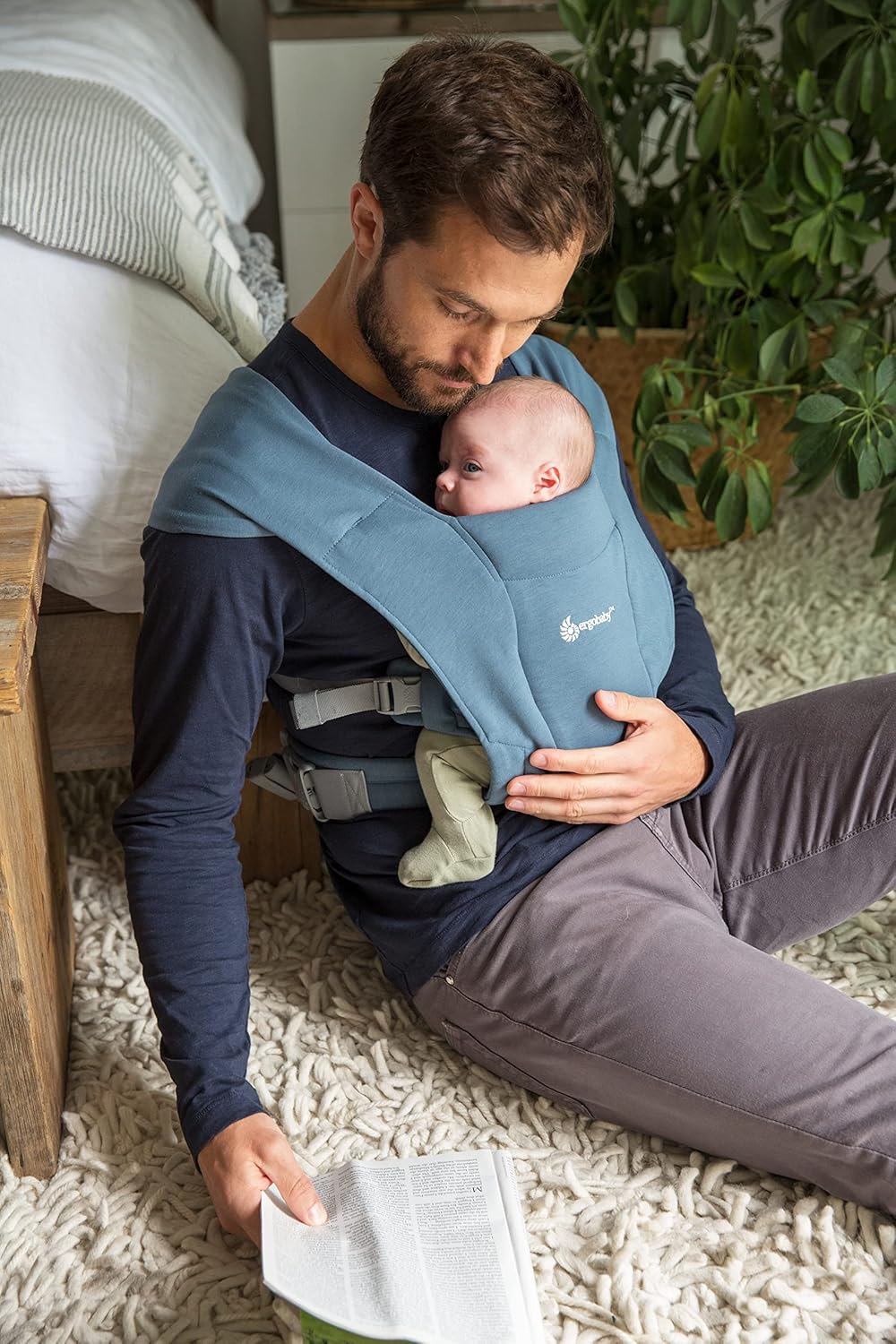 Ergonomische Babytrage für Neugeborene, Oxford-Blau Soft Knit