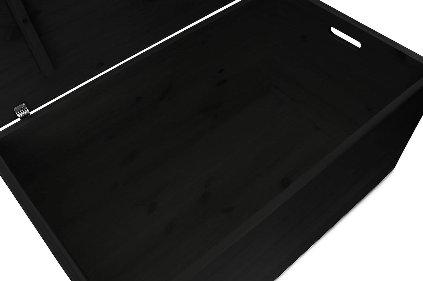 Holzkiste mit Deckel auf Rollen (90x48x51 cm), Schwarz