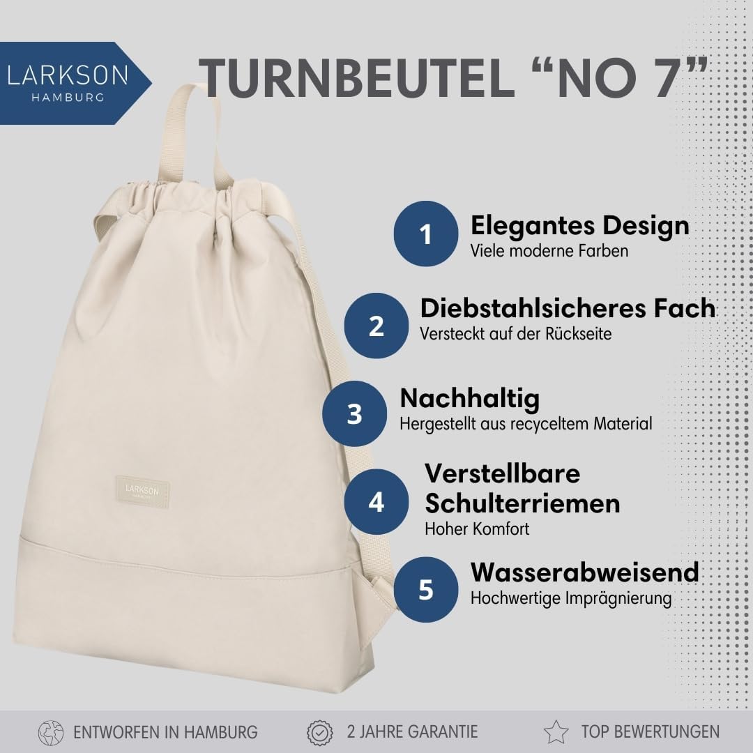 Turnbeutel No 7 mit Aussentasche, Sand