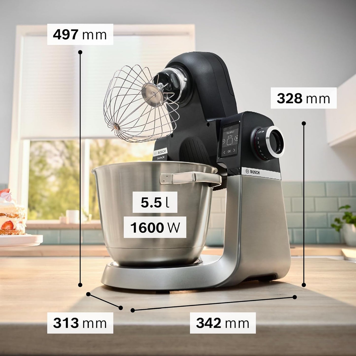 Küchenmaschine Serie 6 mit 7 Automatikprogrammen, Durchlaufschnitzler Schwarz