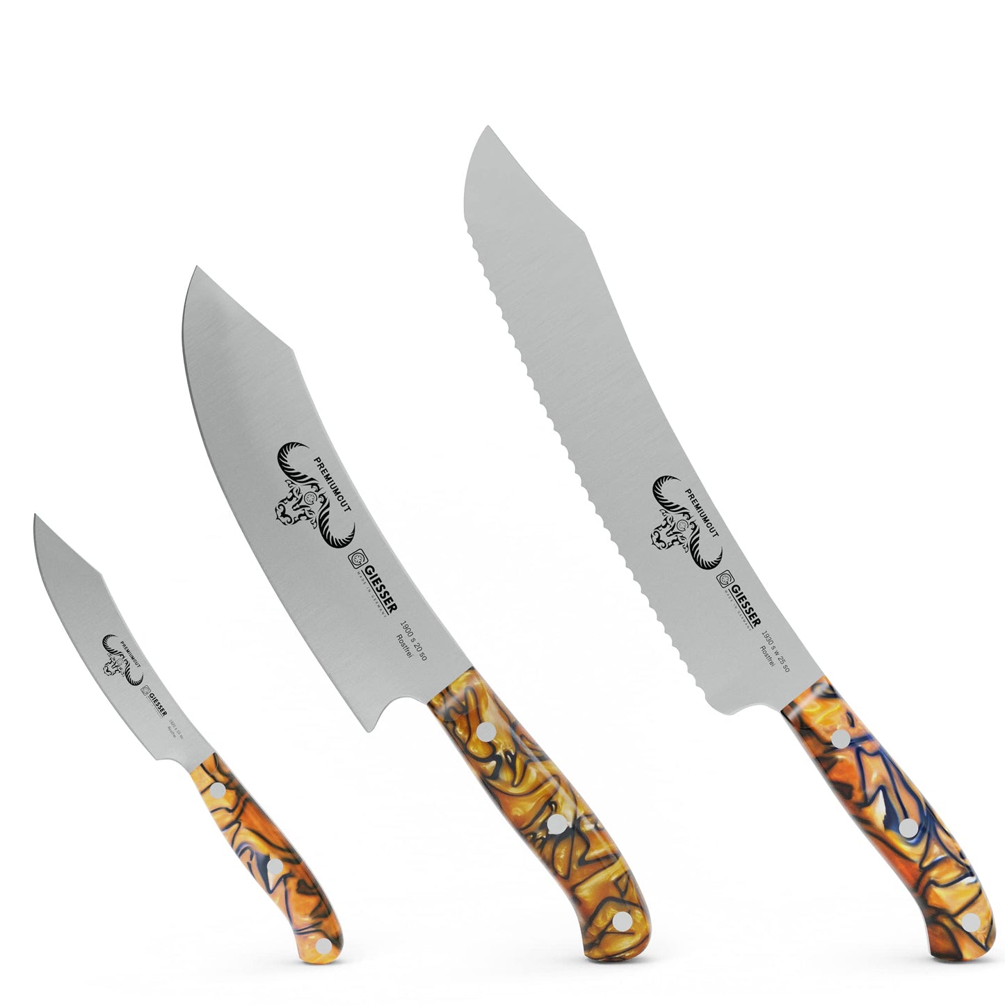 Messer Set, Orange, 3 Teilig