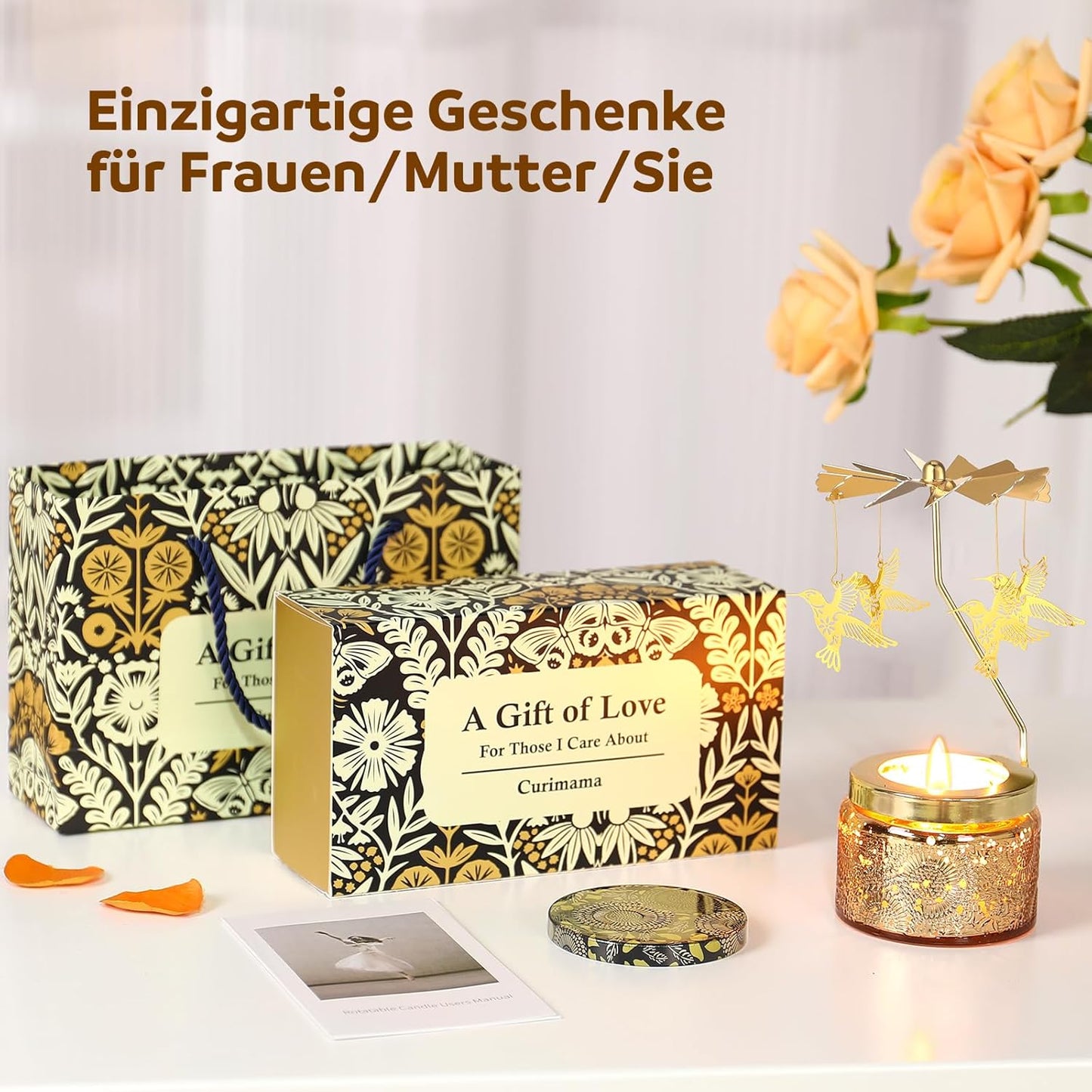 Drehbare Duftkerze mit Kolibri-Dekor, Kolibri