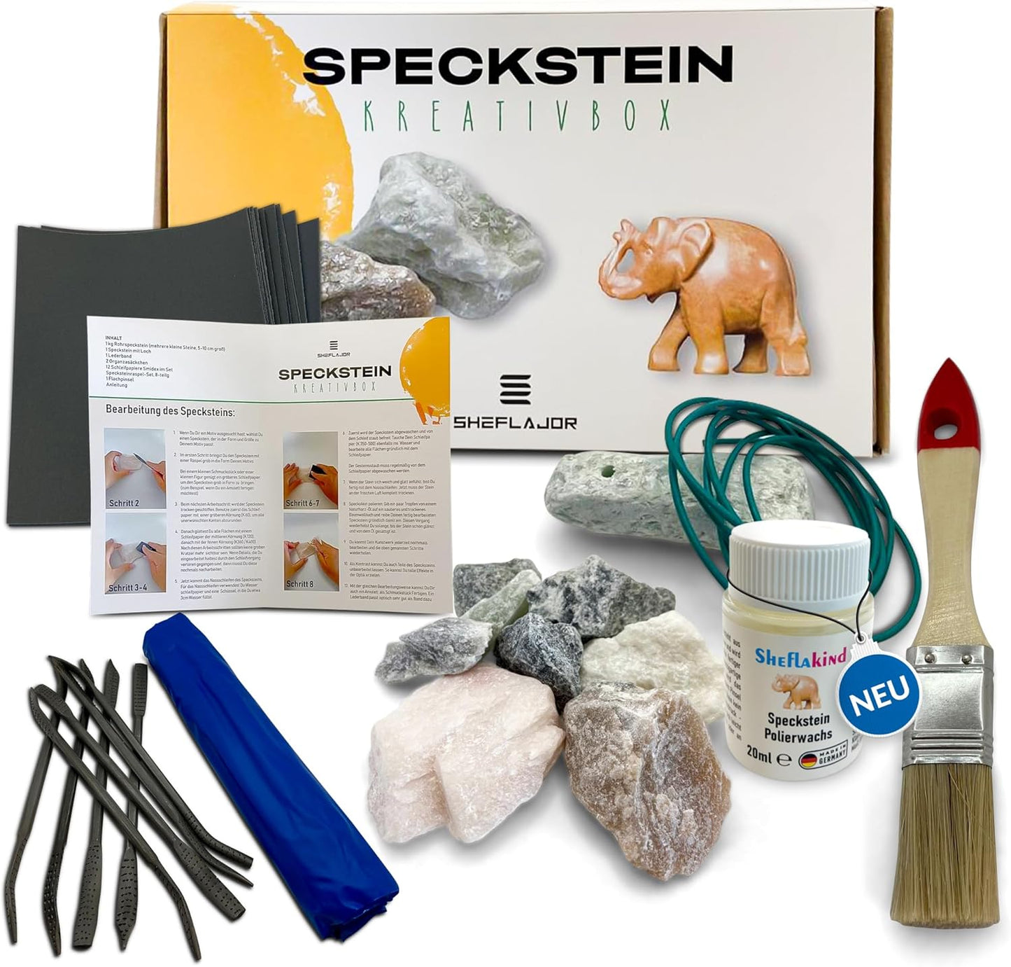 Speckstein-Bastelset inkl. Polierwachs