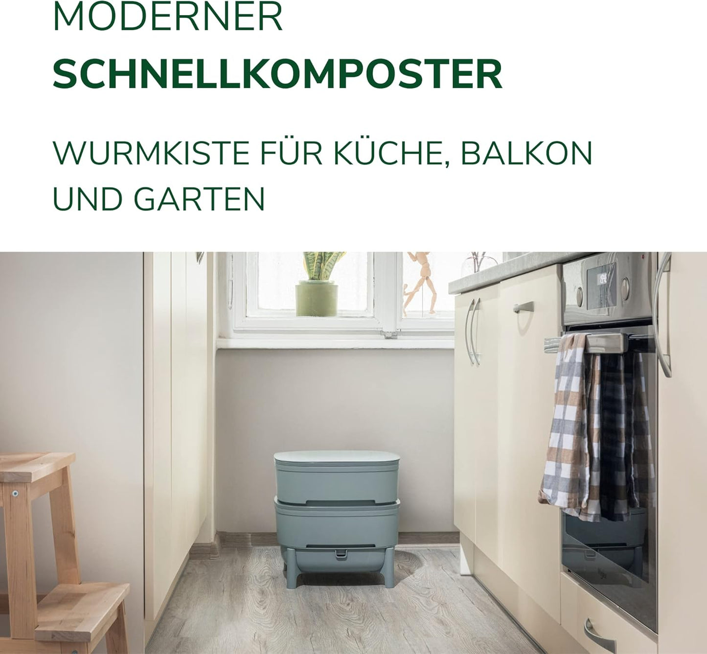 Wurmkomposter Indoor-Starterset (Ohne Würmer), Komposter ohne Würmer Grau