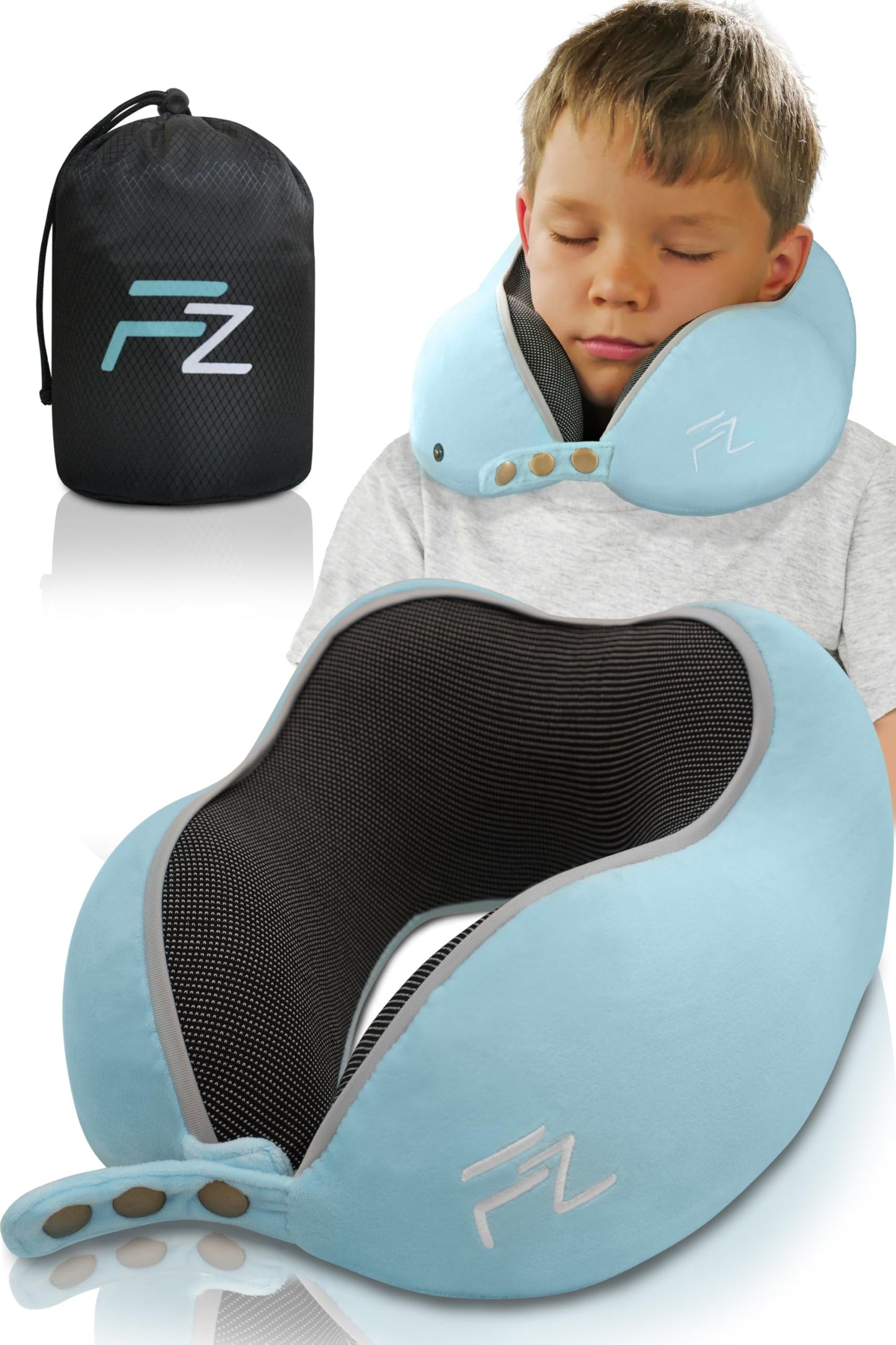 Einstellbares Kinder-Nackenkissen, 3.1. Comfy Kids M - Blau