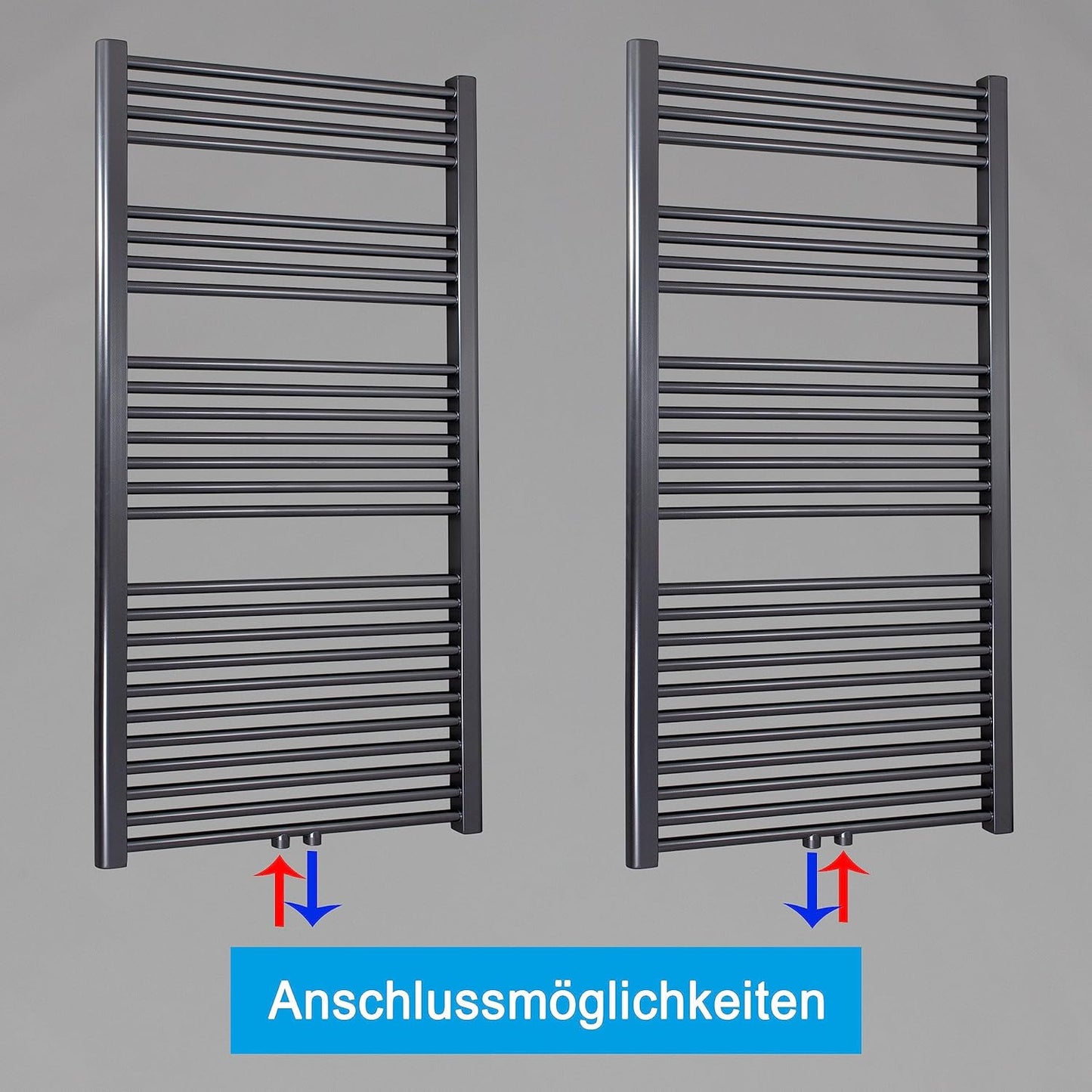 Handtuchwärmer mit Mittelanschluss 50 mm, 1424 x 600 mm Anthrazit