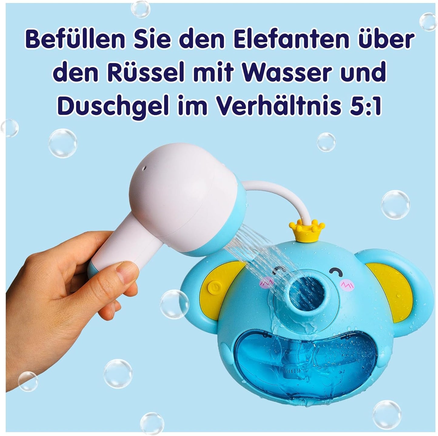 Badespielzeug Schaum-Elefant mit Musik & Seifenblasen