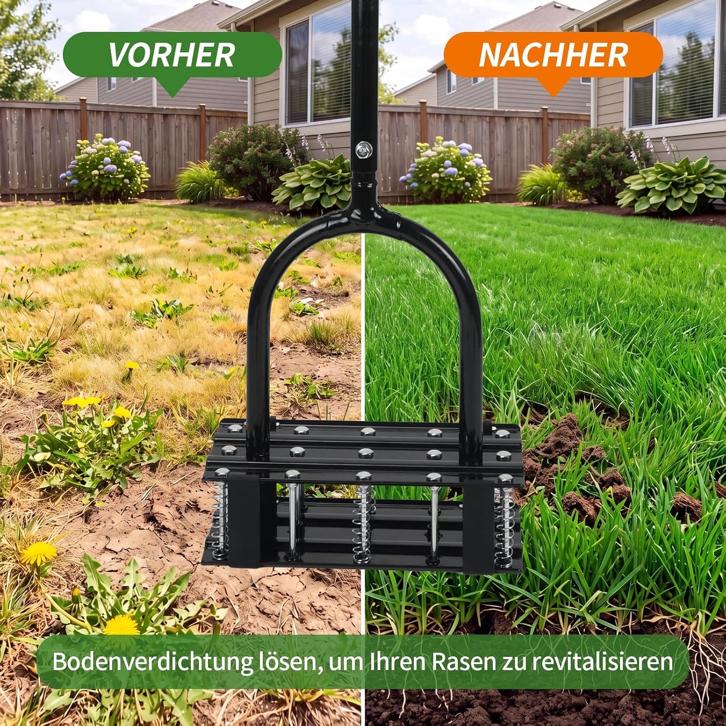 Rasenlüfter mit Stahlspitzen und Rückholfedern