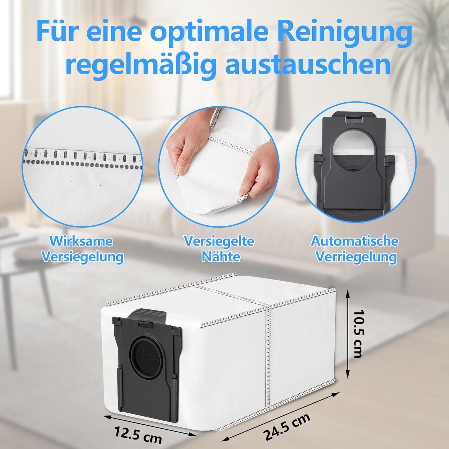 Kohlestaubbeutel für Dreame und Mova Staubsauger, 12 Stück, 12 Stück Kohlestaubbeutel