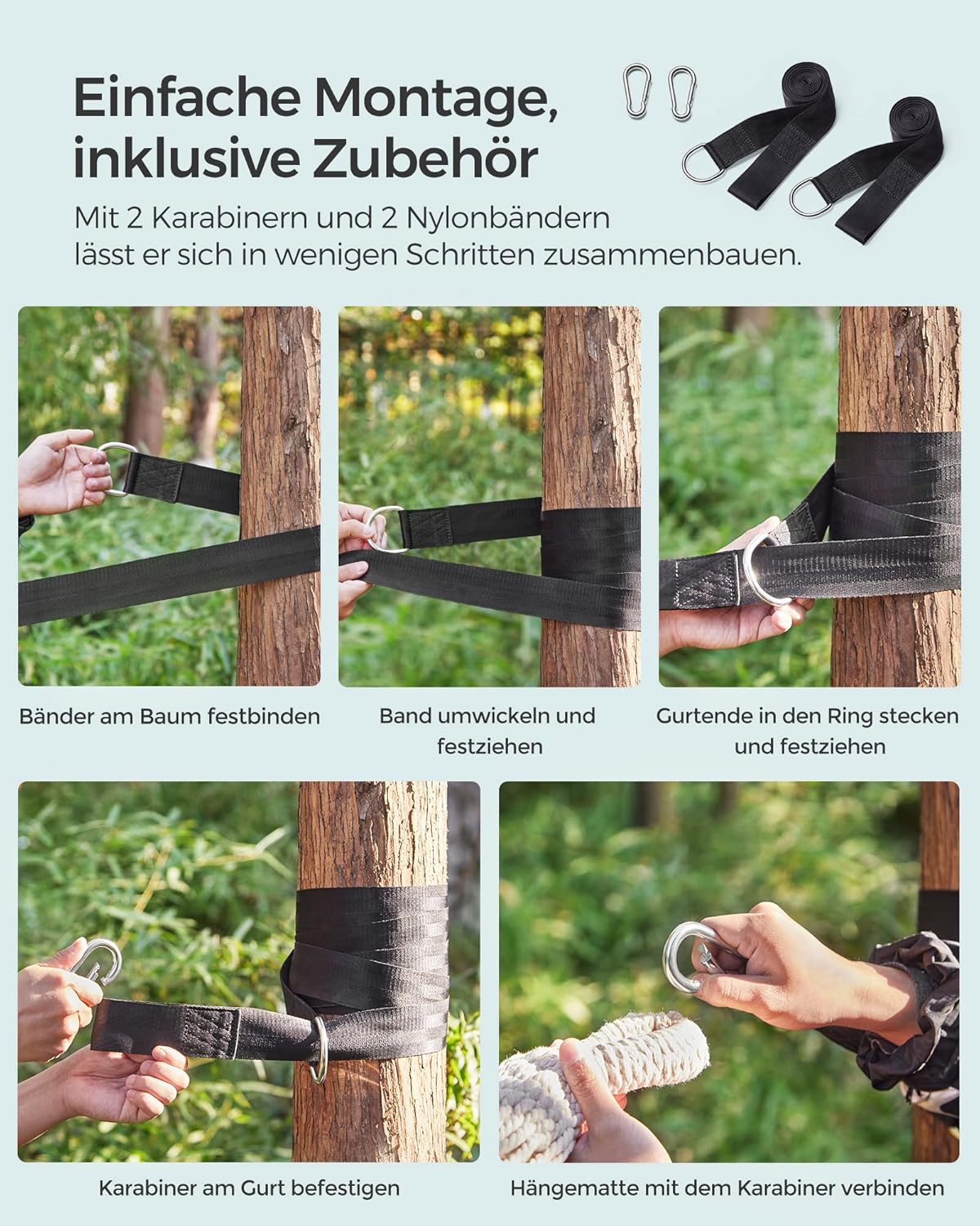 GDC15GY Doppel-Hängematte mit Zubehör, Grau