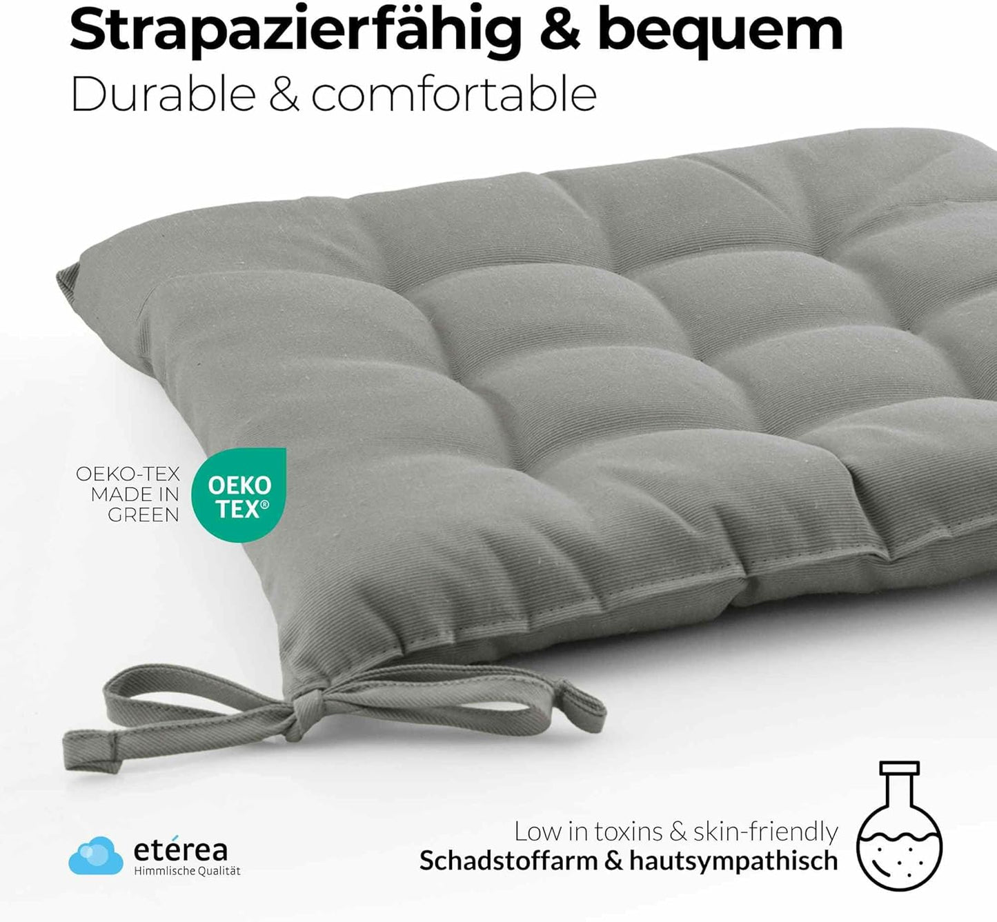 Sitzkissen-Set für Innen & Aussen (4er-Set), 4 Stück - 40x40 cm Grau