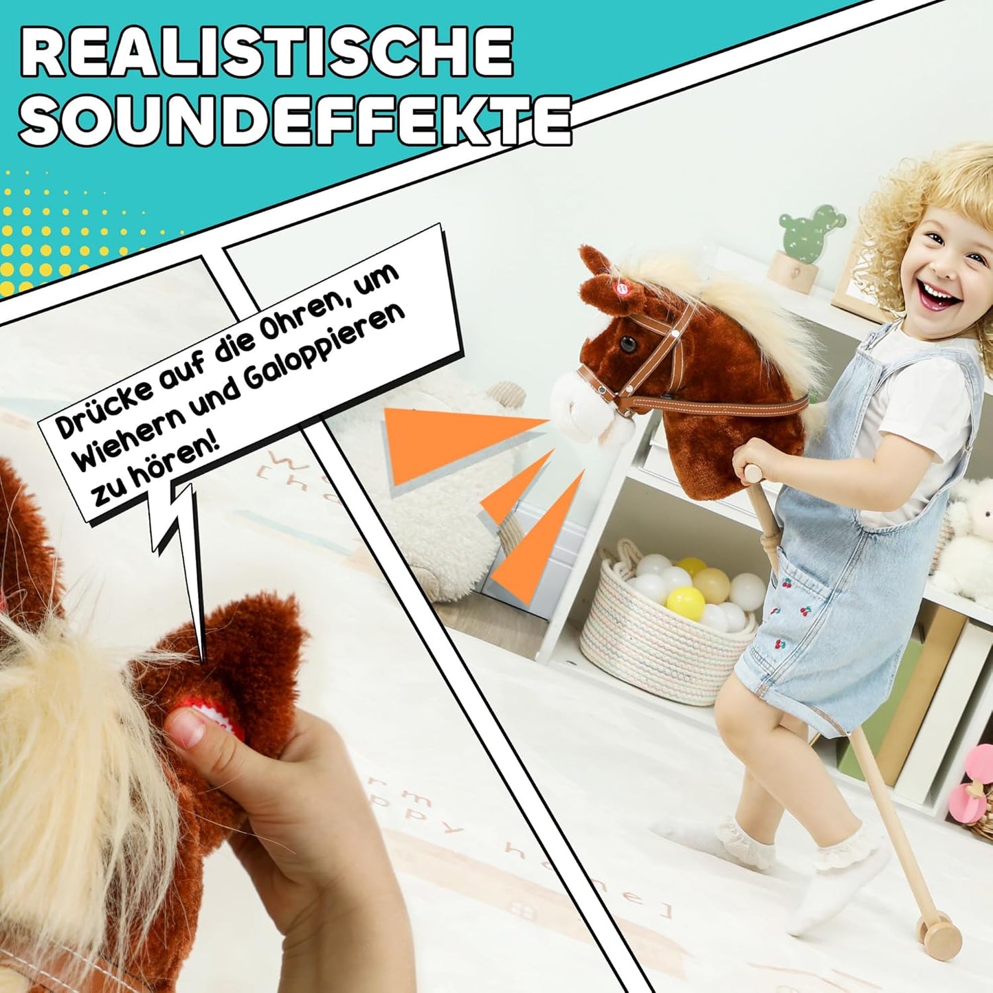 Hobby Horse Steckenpferd mit Sound und Rollen