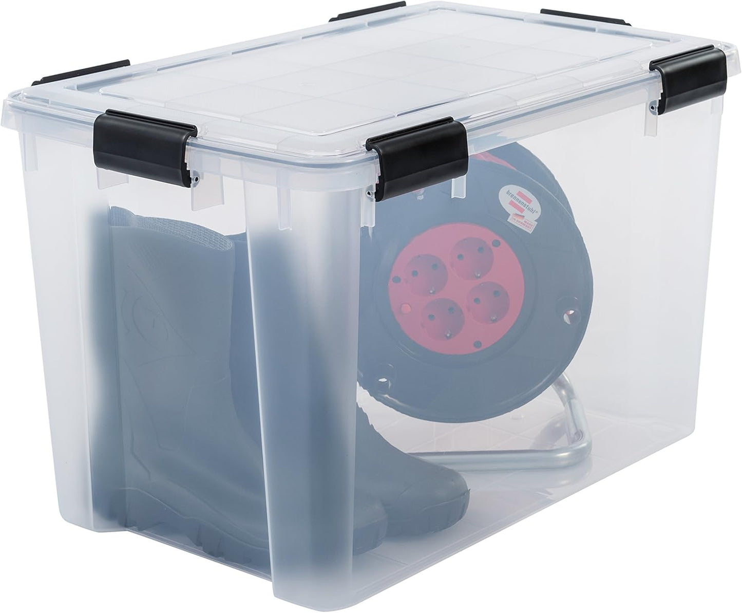 Kunststoff-Aufbewahrungsboxen mit Deckel, Transparent 70L x2
