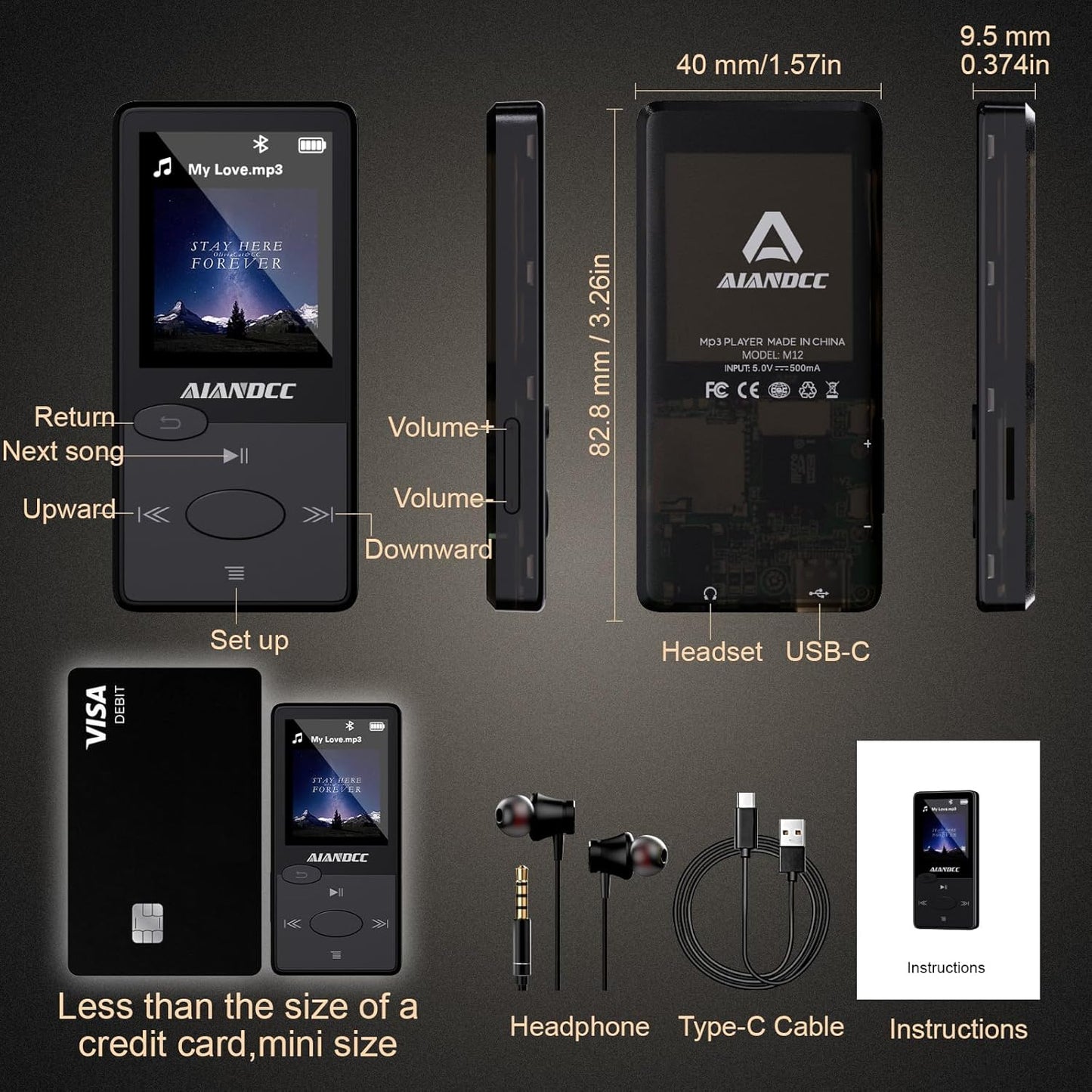 MP3-Player mit HiFi-Sound & Bluetooth 5.3, Schwarz