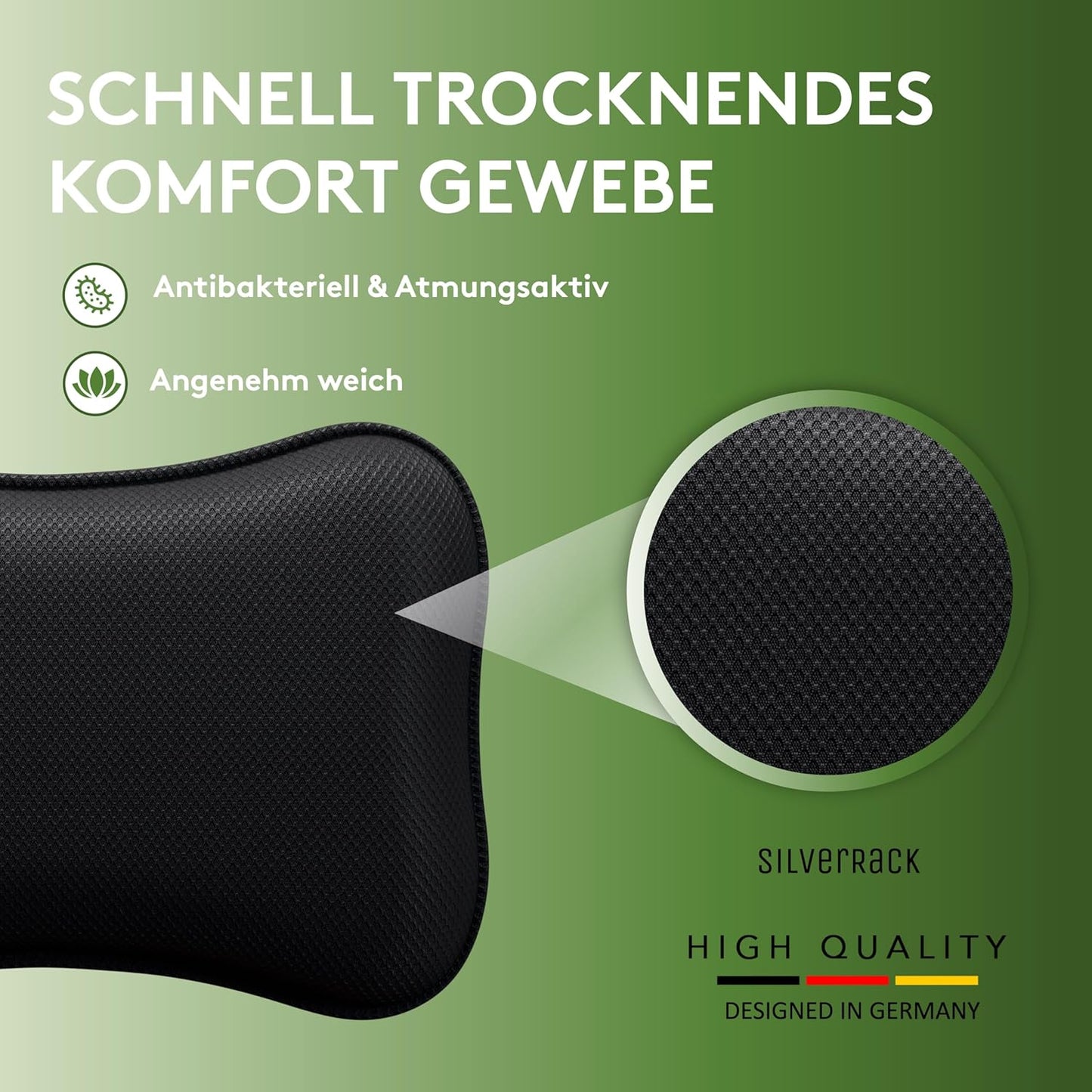 Badewannenkissen mit Saugnäpfen für Nackenstütze, 3D Schwarz Klein