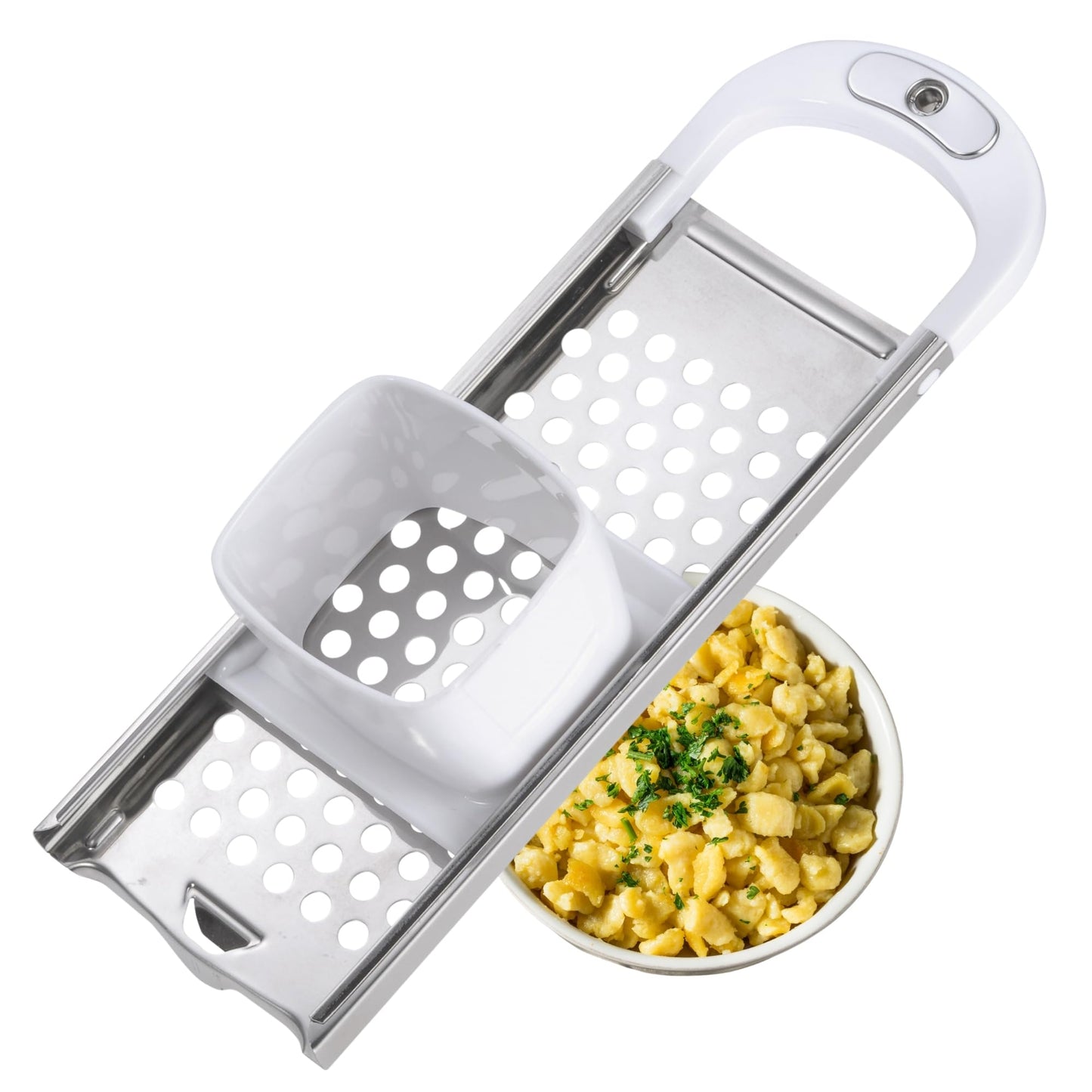 Spätzlehobel mit Teigschlitten, Knöpfle